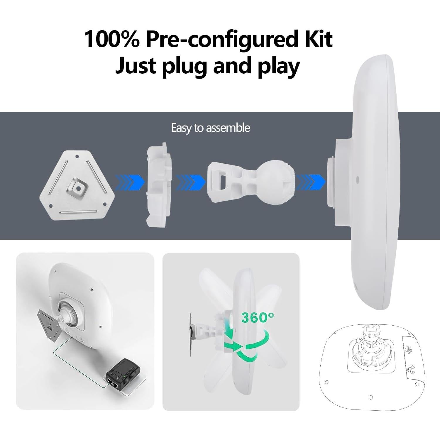 Puente Inalámbrico KuWFi N650 5.8G 10KM para Exteriores