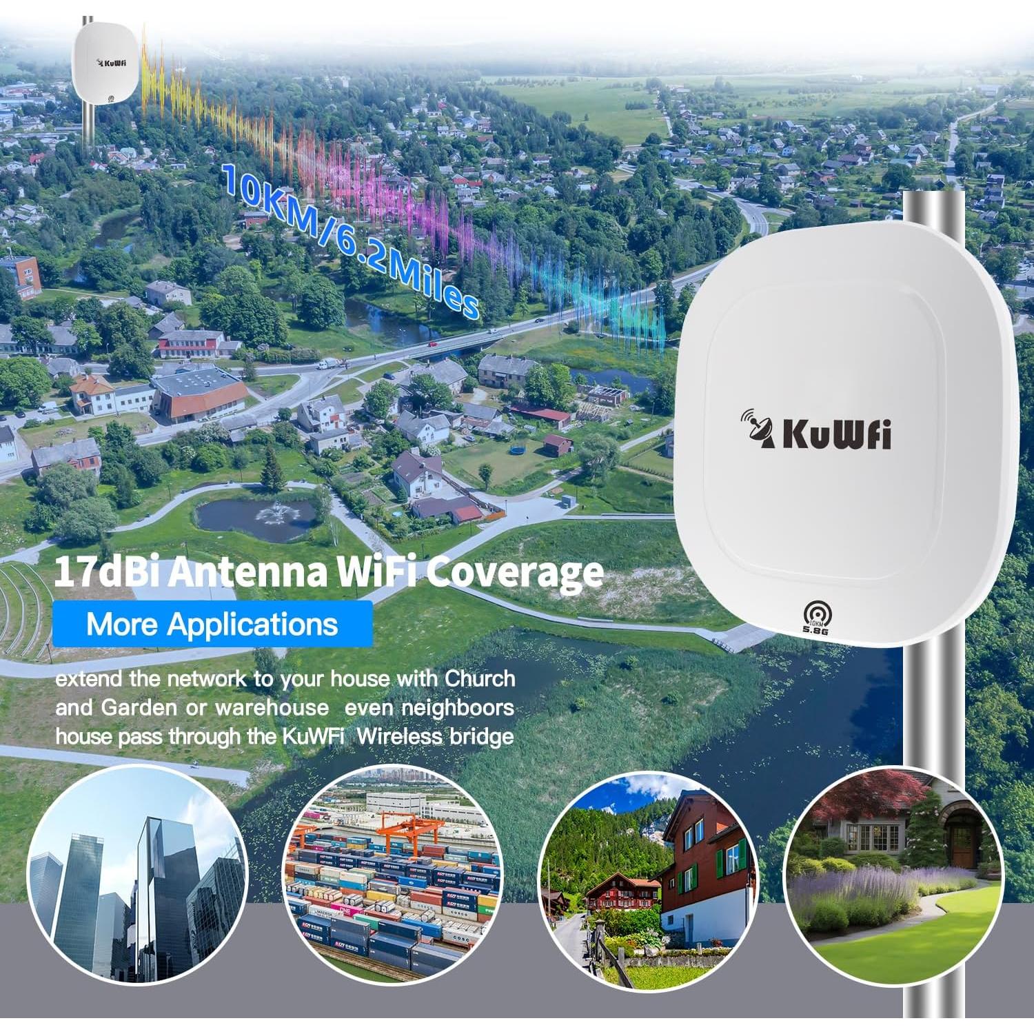 Puente Inalámbrico KuWFi N650 5.8G 10KM para Exteriores