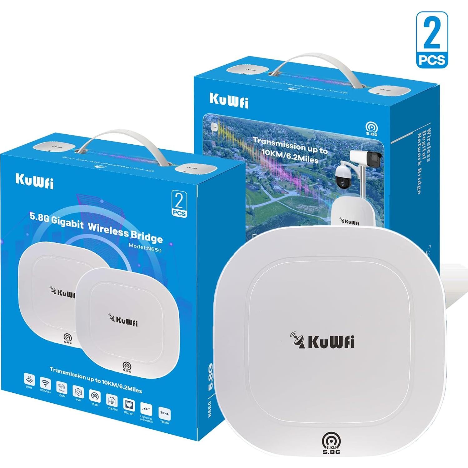 Puente Inalámbrico KuWFi N650 5.8G 10KM para Exteriores