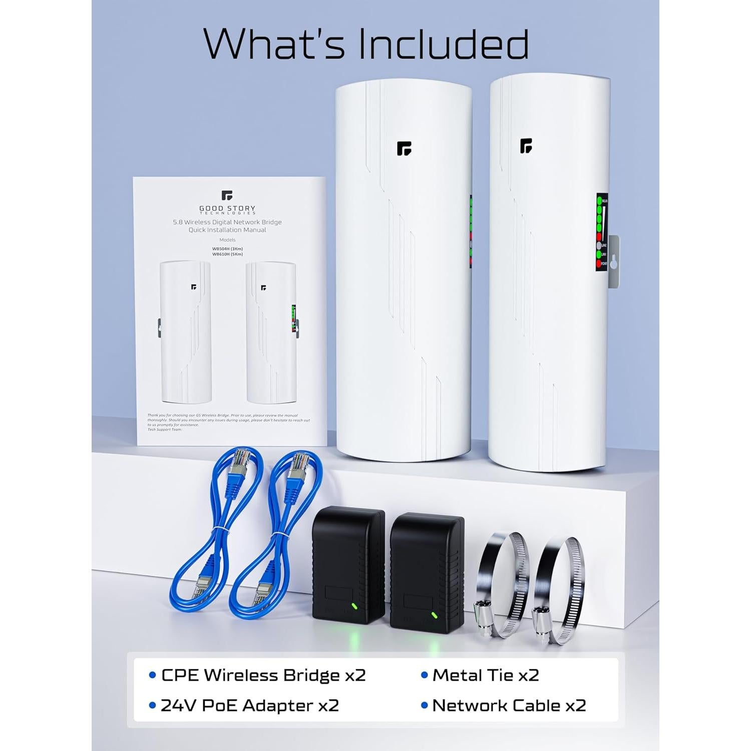 Puente Inalámbrico 5G GoodStory WB610H, Kit 2 Unidades P2P