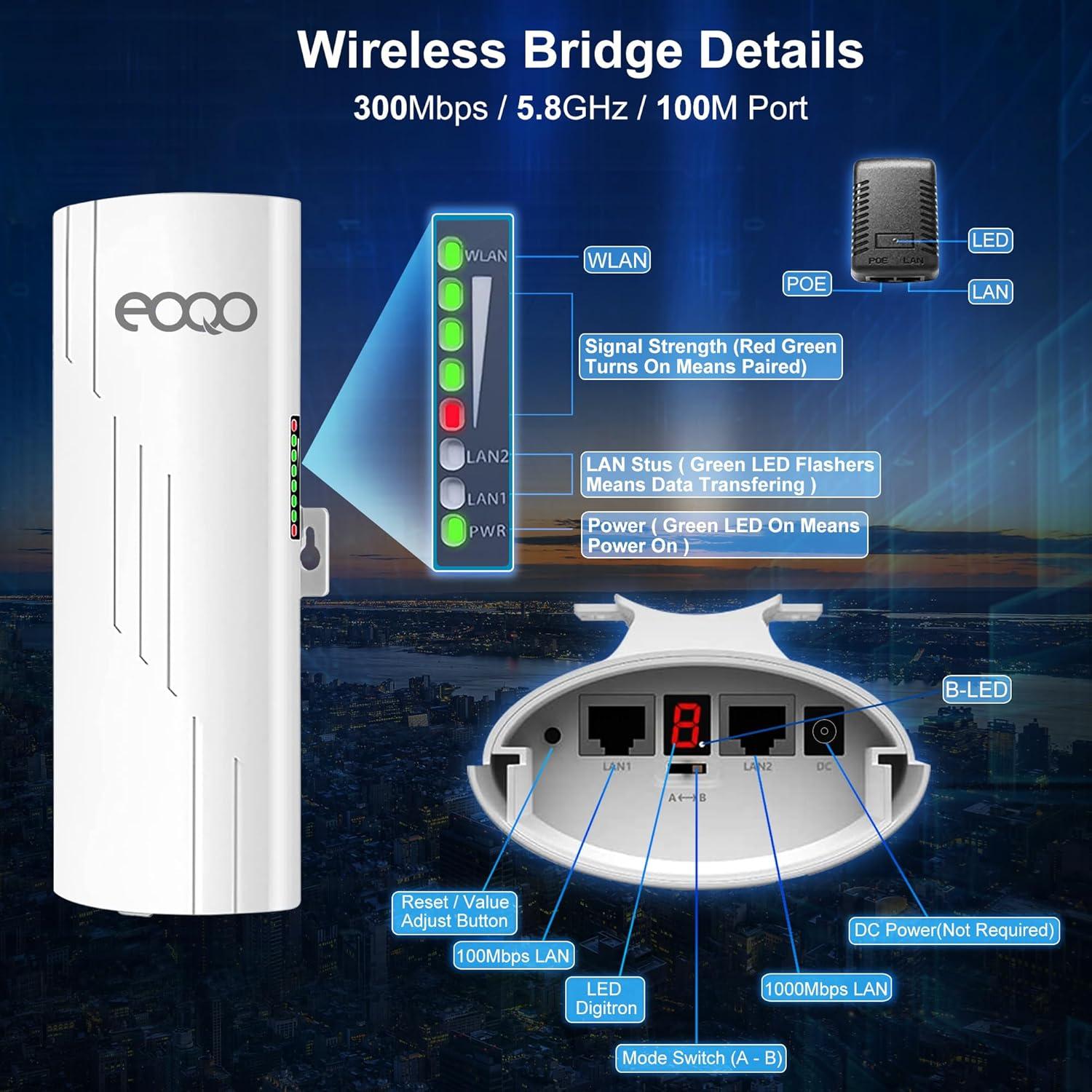 Puente Inalámbrico eoqo CPE520 1000Mbps 3KM Exterior