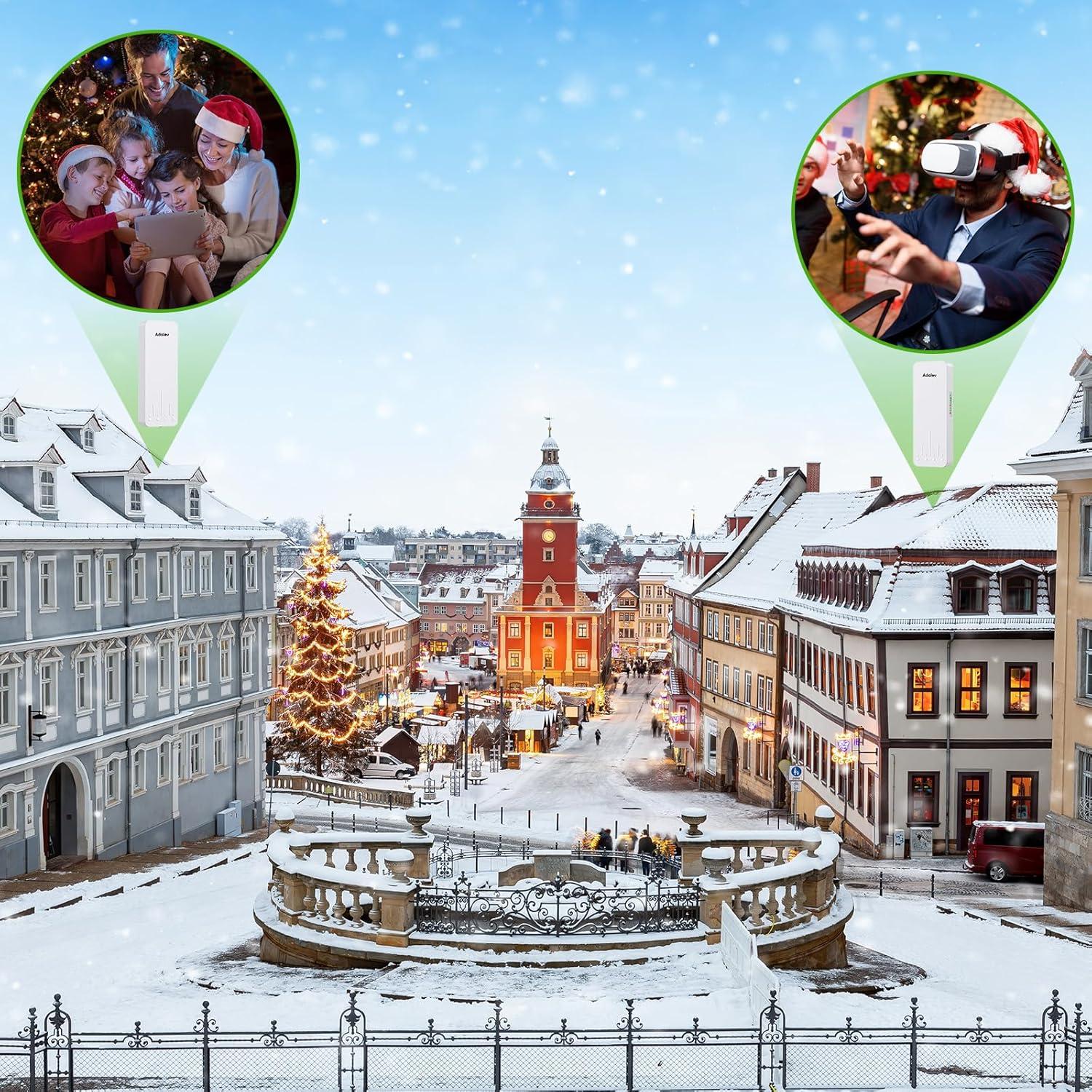 Kit de Puente Inalámbrico Adalov CPE662 3PCS 3KM 5.8GHz