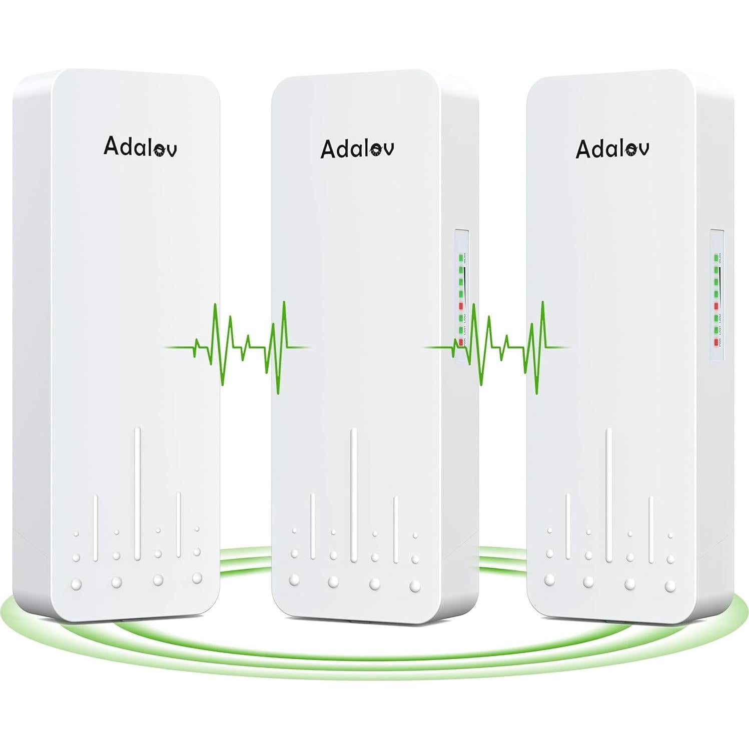Kit de Puente Inalámbrico Adalov CPE662 3PCS 3KM 5.8GHz