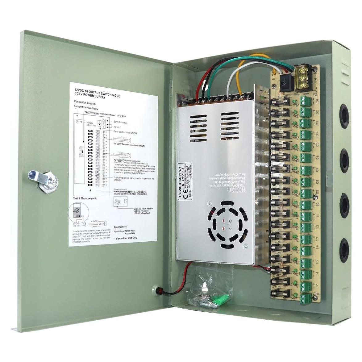 Caja de Suministro de Energía 18 Canales 12V 30A AOMUCH