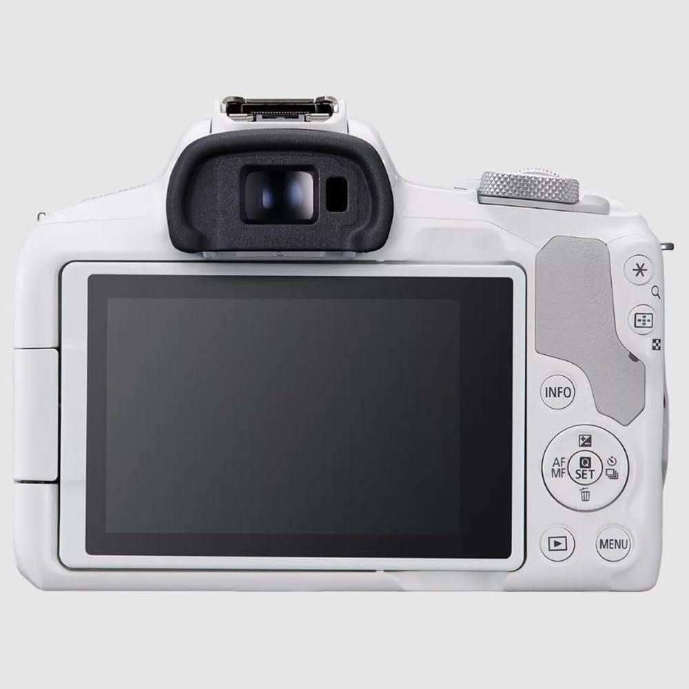 Canon EOS R50 Mirrorless Camera (White) with RF-S 18-45mm F4.5-6.3 is STM Lens 5812C012 Bundle with Deco Gear Photography Bag + Microphone + Tripod + Software & Accessories Kit