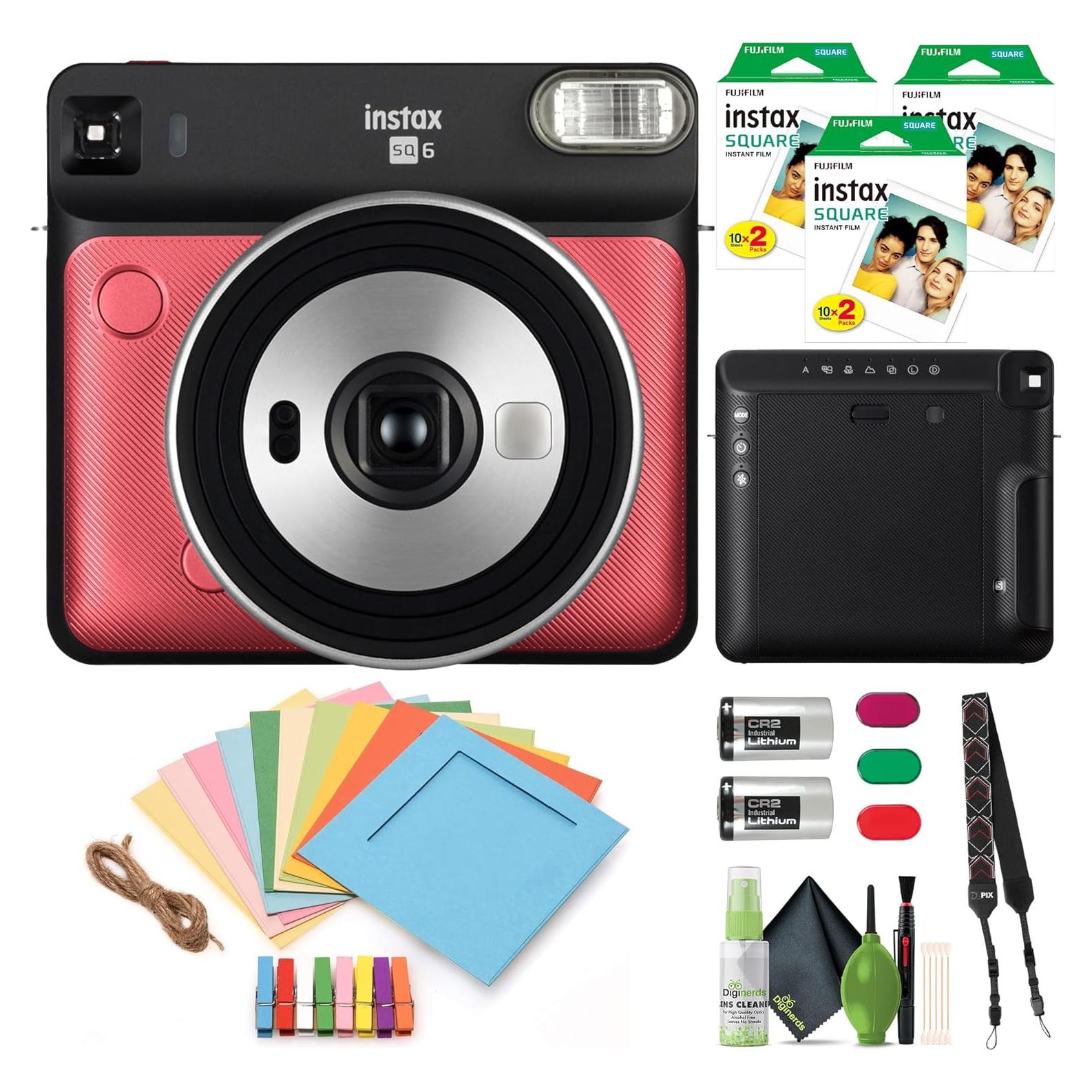 Cámara Instantánea Fujifilm Instax Square SQ6 Rojo Rubí + 60 Exposiciones