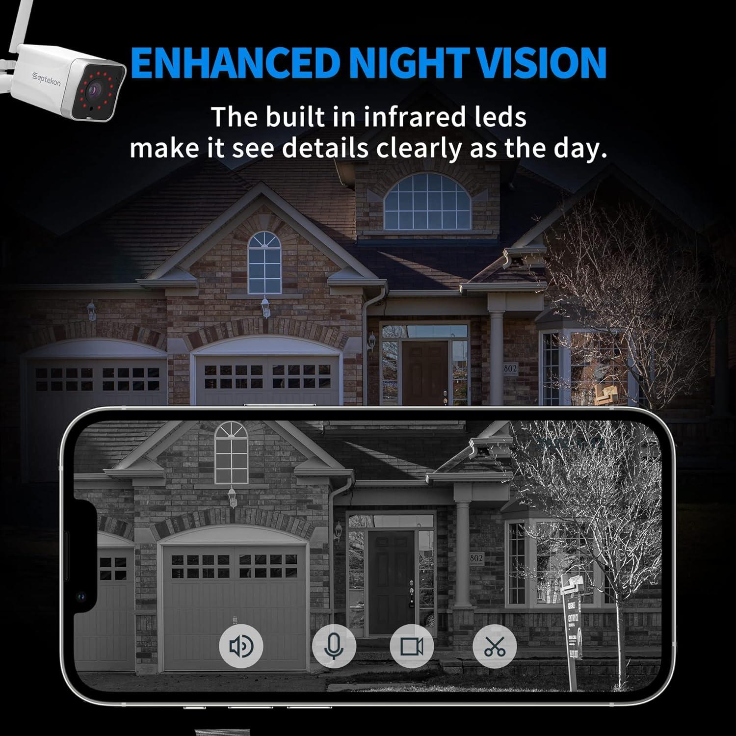 Cámara de Seguridad Exterior Septekon 4 Paquete 2K WiFi IP66