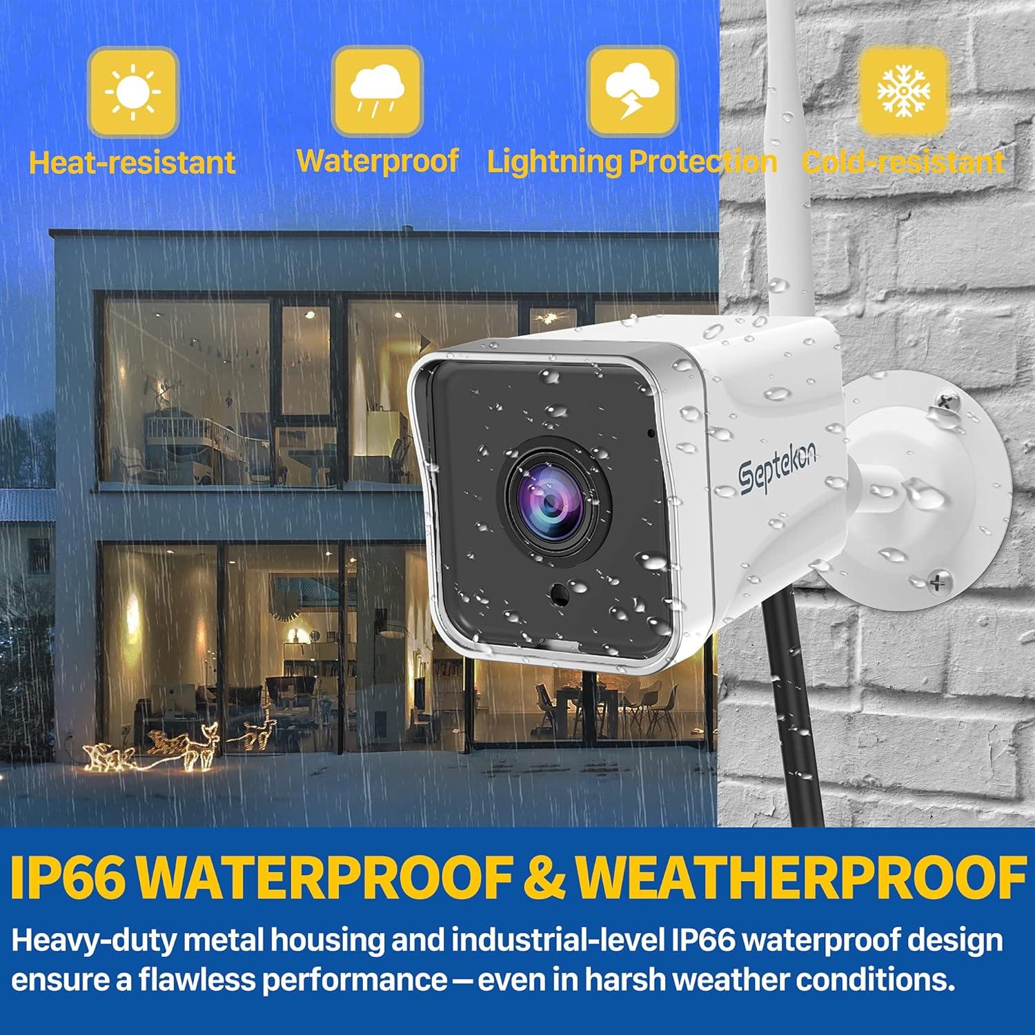 Cámara de Seguridad Exterior Septekon 4 Paquete 2K WiFi IP66