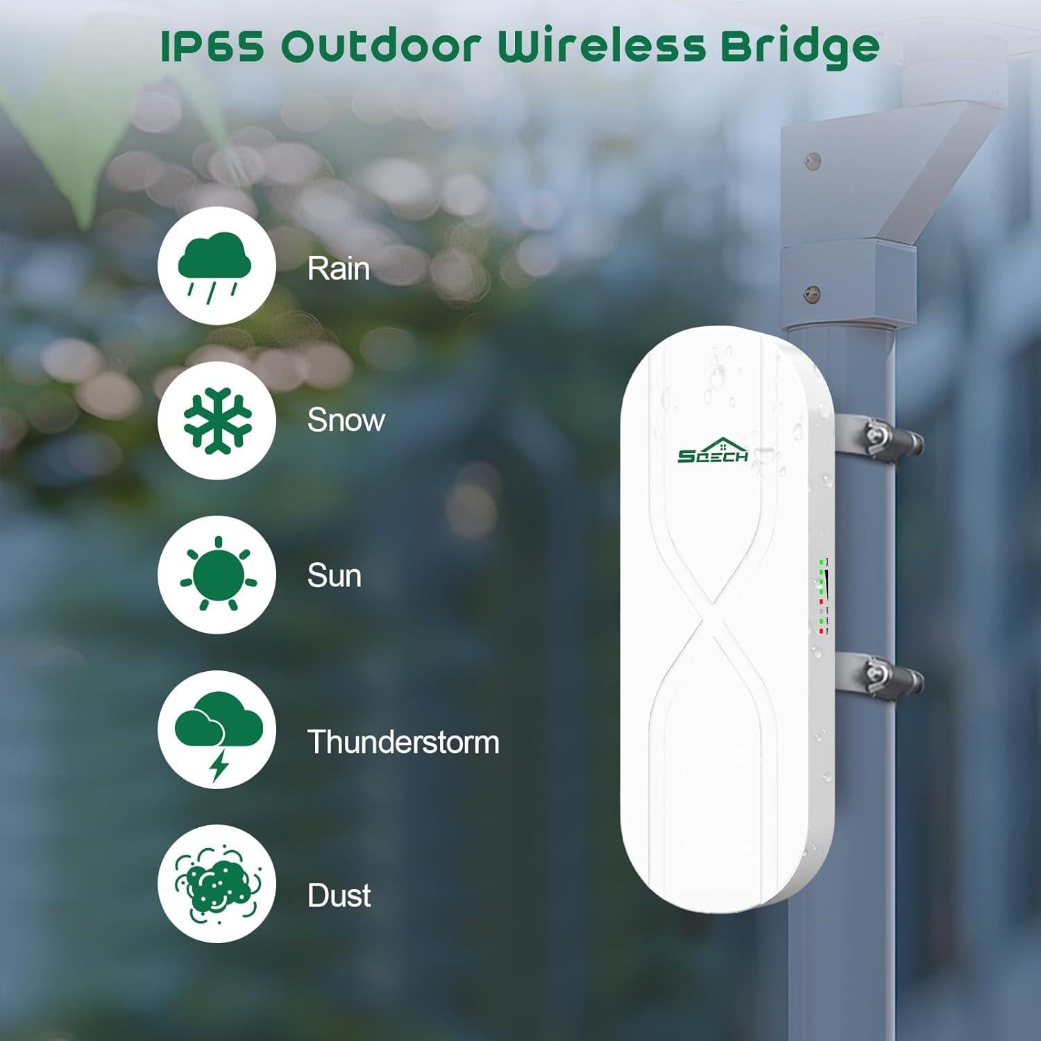 Puente Inalámbrico SQECH WB503X-S 100Mbps 3KM Antena 14dBi