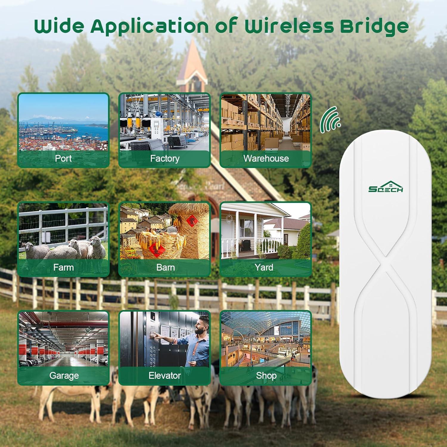 Puente Inalámbrico SQECH WB503X-S 100Mbps 3KM Antena 14dBi