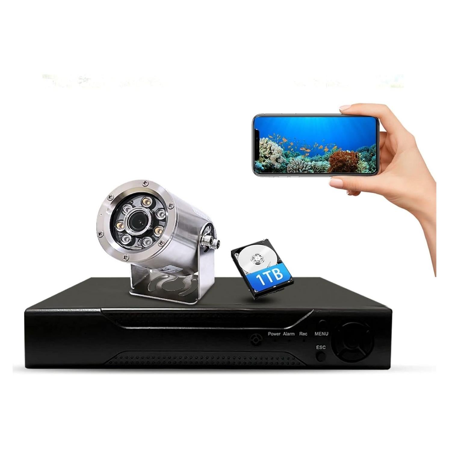 Cámara de Seguridad Submarina Barlus H.265 5MP IP68 con HDD 1TB