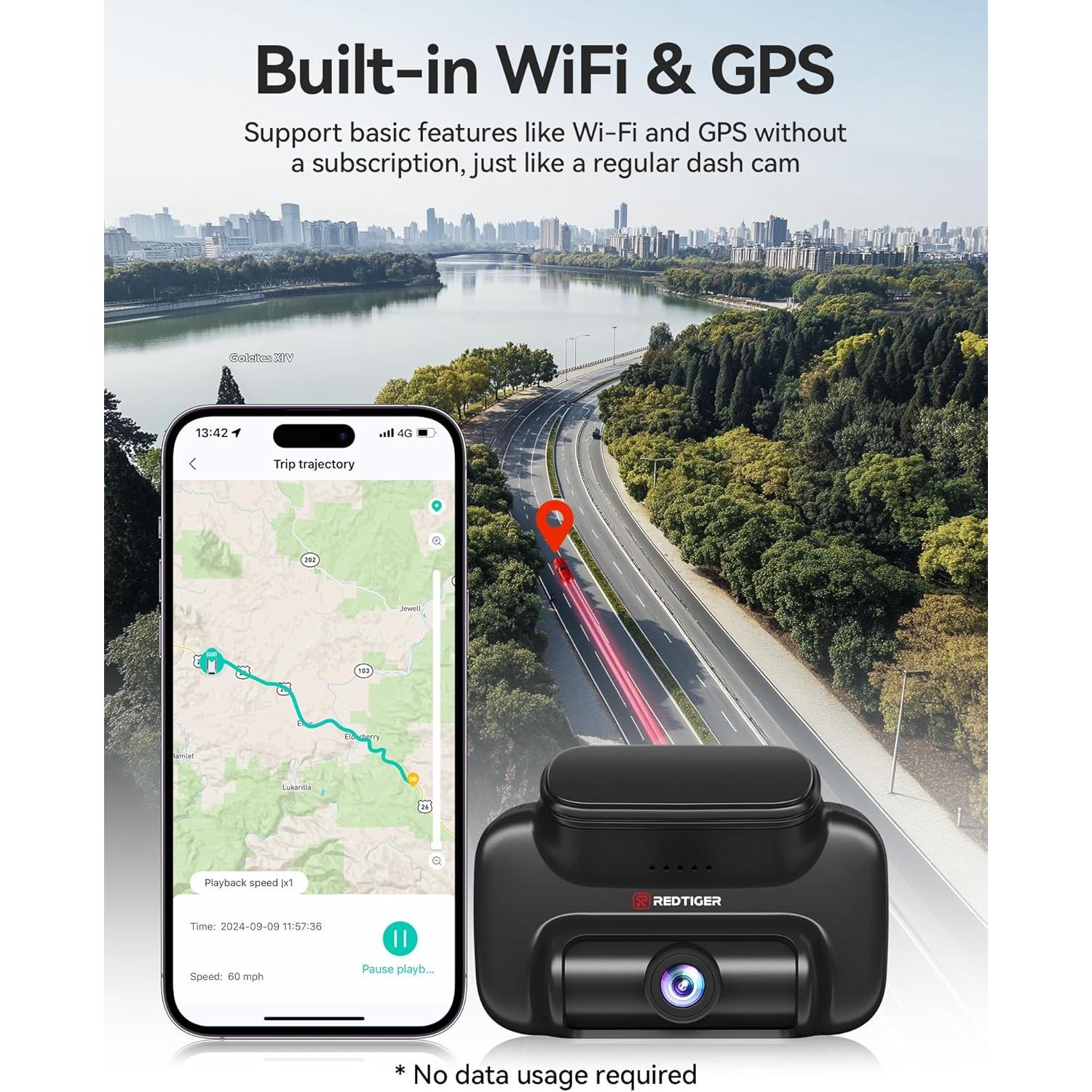 Cámara de Salpicadero 4G LTE REDTIGER VS10 2.5K + 1080P