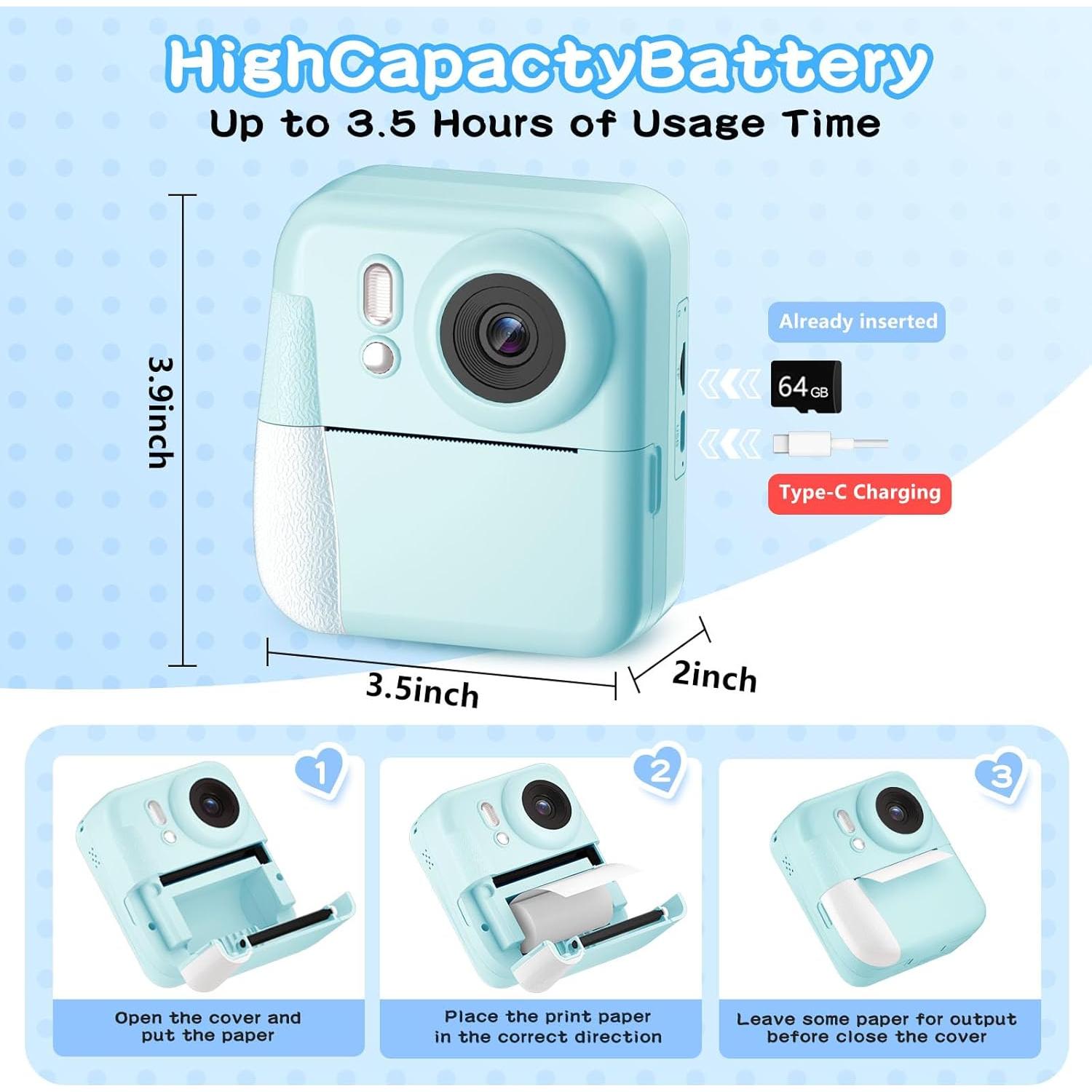 Cámara Instantánea para Niños MINIBEAR Q10 48MP Azul