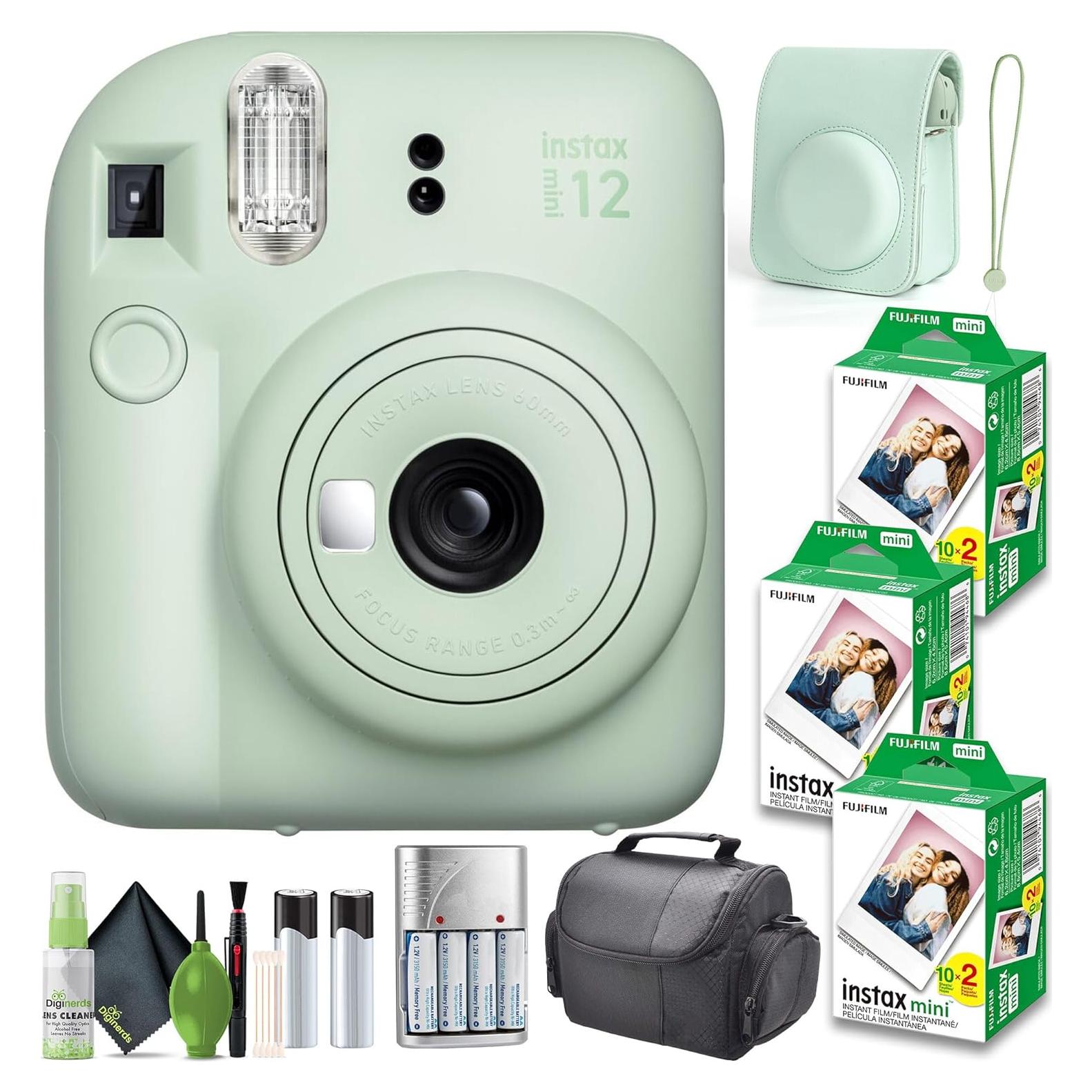 Cámara instantánea FUJIFILM INSTAX MINI 12 verde menta + 60 fotos