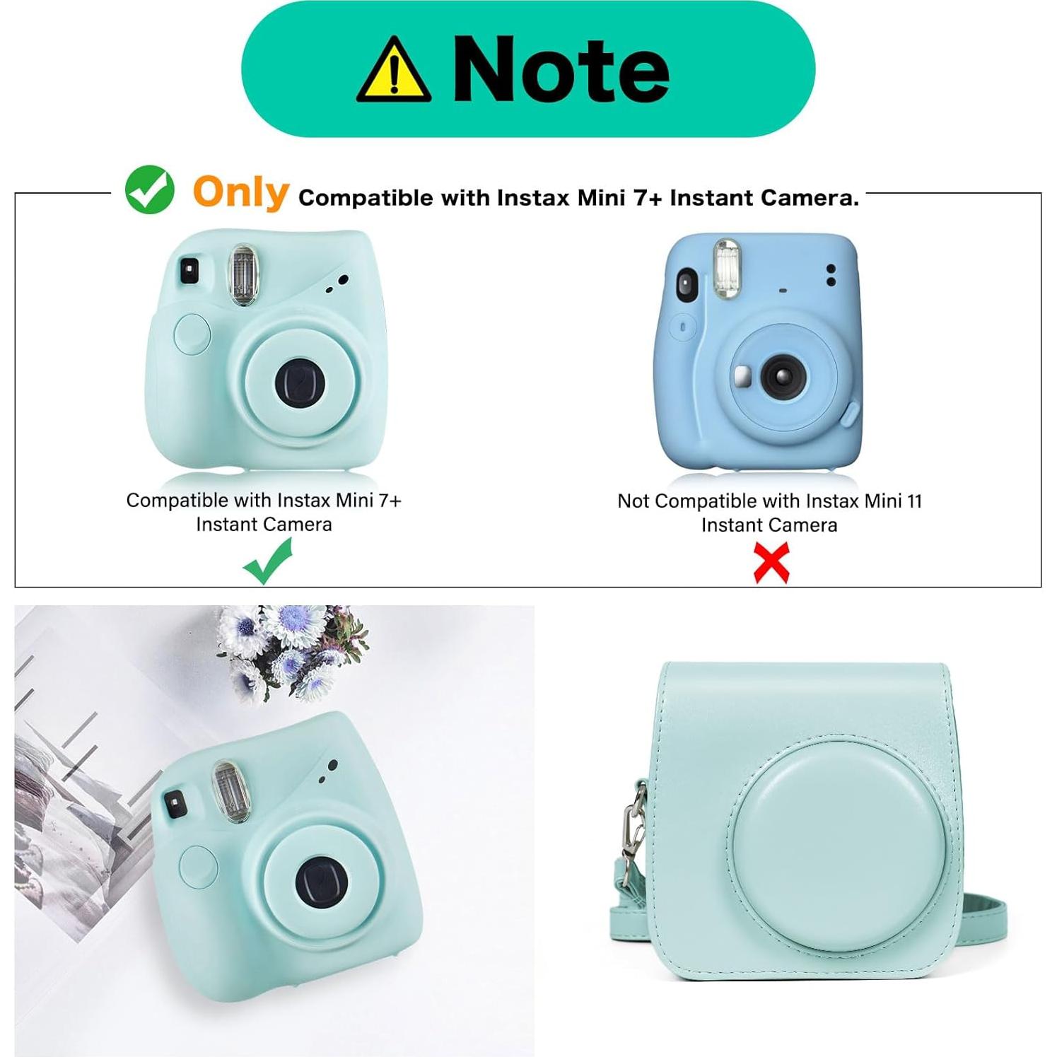 Funda para cámara MOSISO Instax Mini 7+ cuero PU verde menta