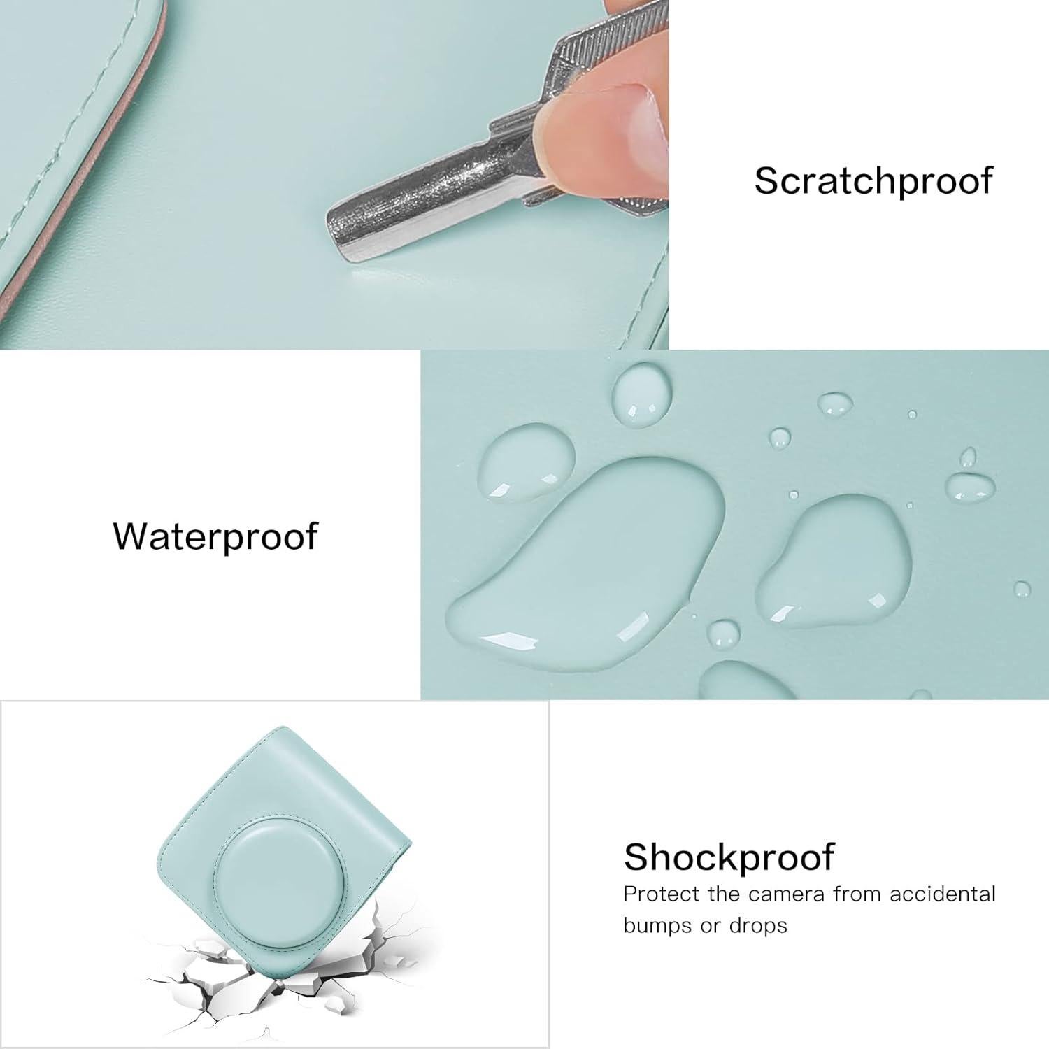 Funda para cámara MOSISO Instax Mini 7+ cuero PU verde menta