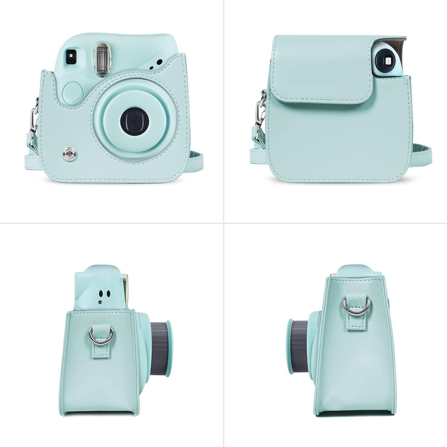 Funda para cámara MOSISO Instax Mini 7+ cuero PU verde menta
