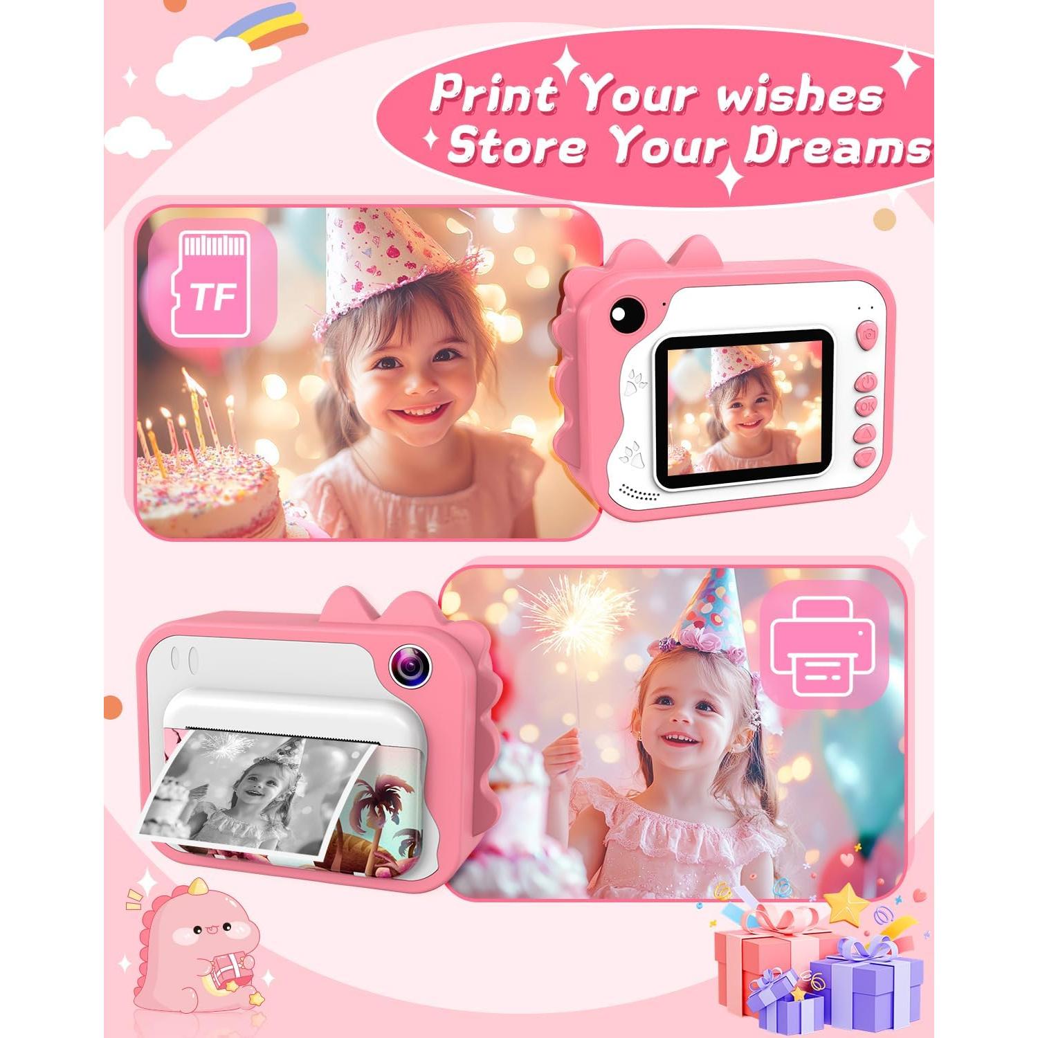 Cámara Instantánea Usteetic para Niños Rosa 20MP Video 1080P