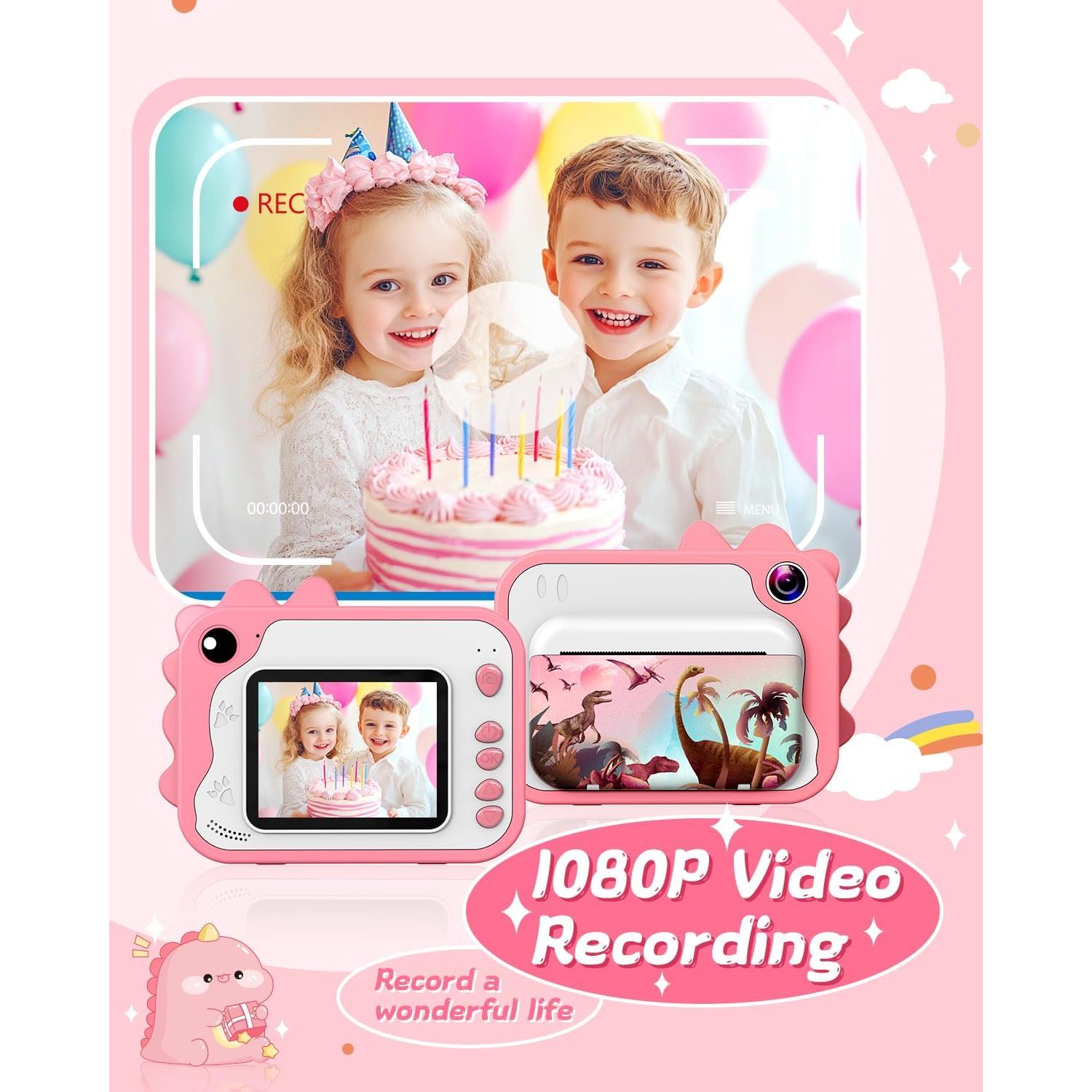 Cámara Instantánea Usteetic para Niños Rosa 20MP Video 1080P