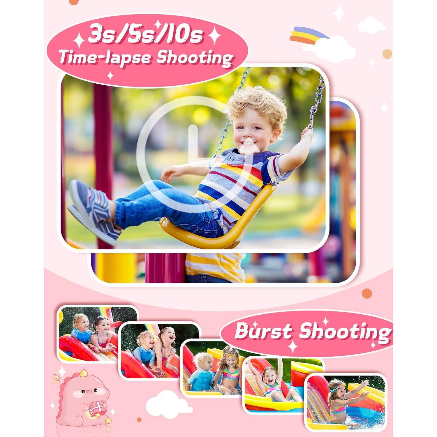 Cámara Instantánea Usteetic para Niños Rosa 20MP Video 1080P