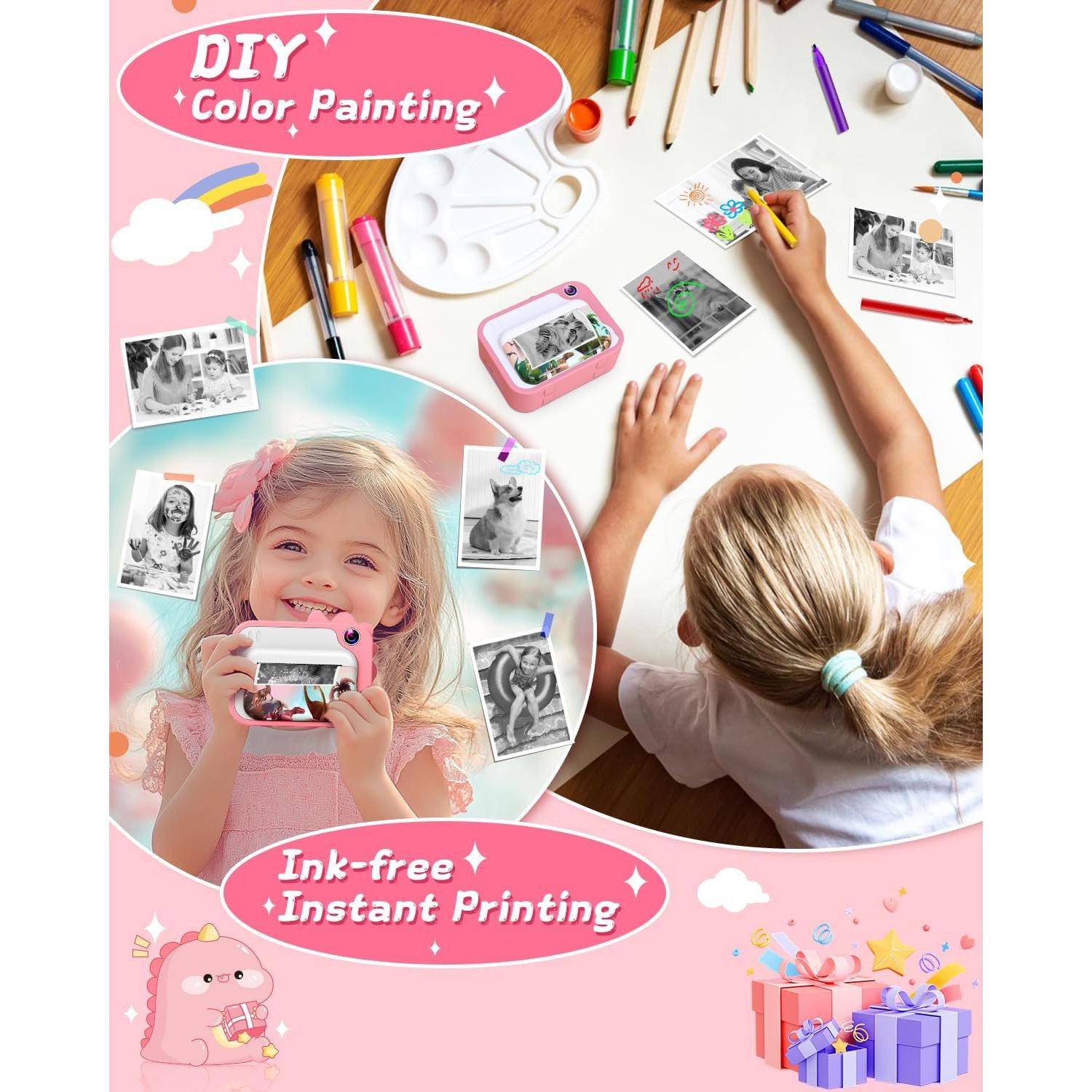 Cámara Instantánea Usteetic para Niños Rosa 20MP Video 1080P