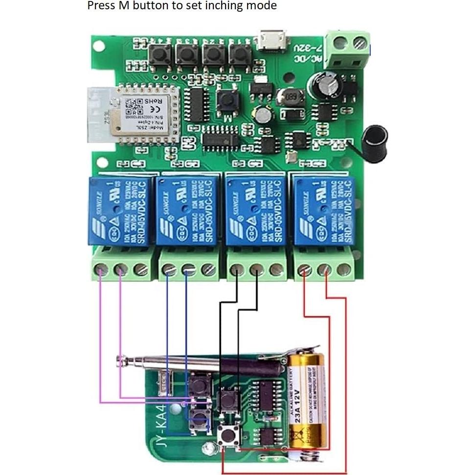 Interruptor Relé ZigBee 4 Canales 12V Control Remoto