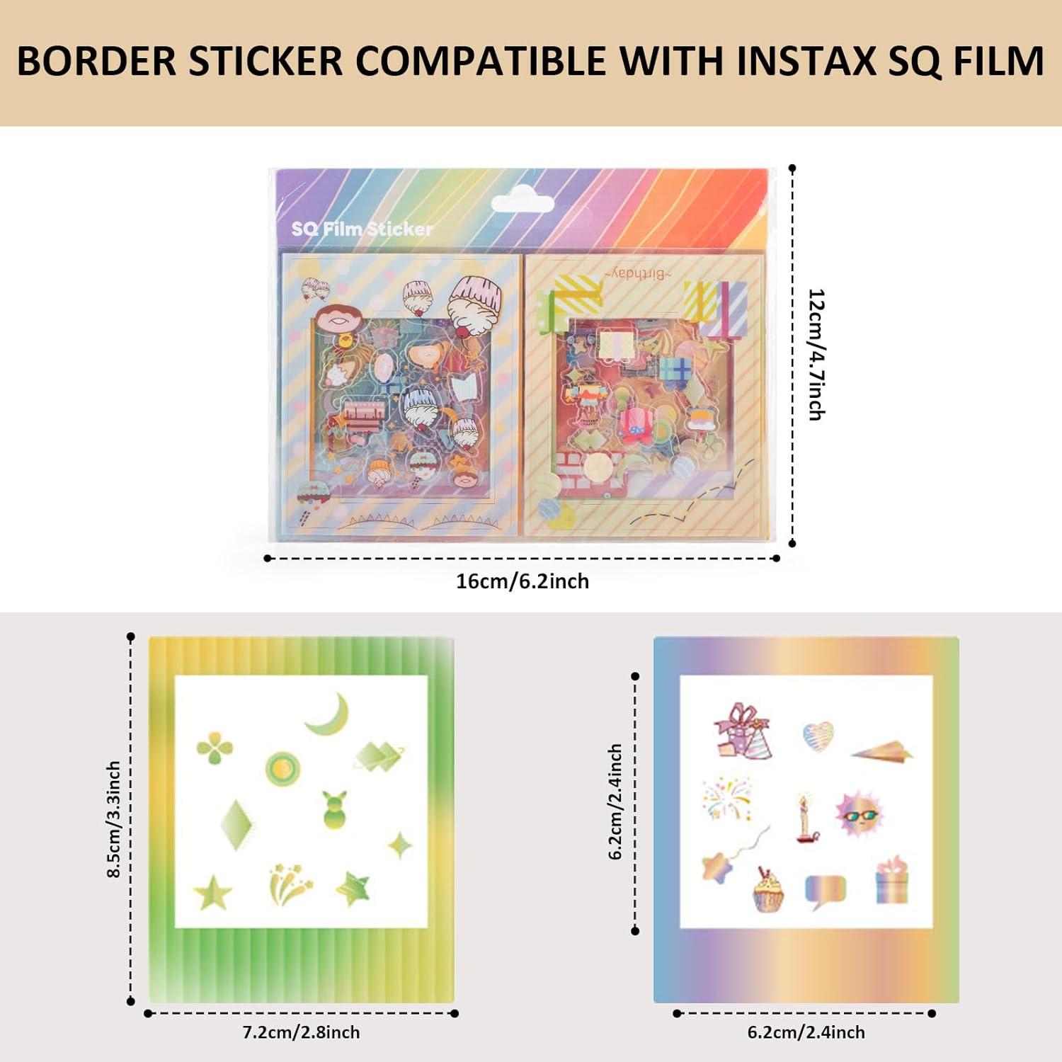 12 Stickers de Borde Arcoíris HIYQIN para Fujifilm Instax SQ