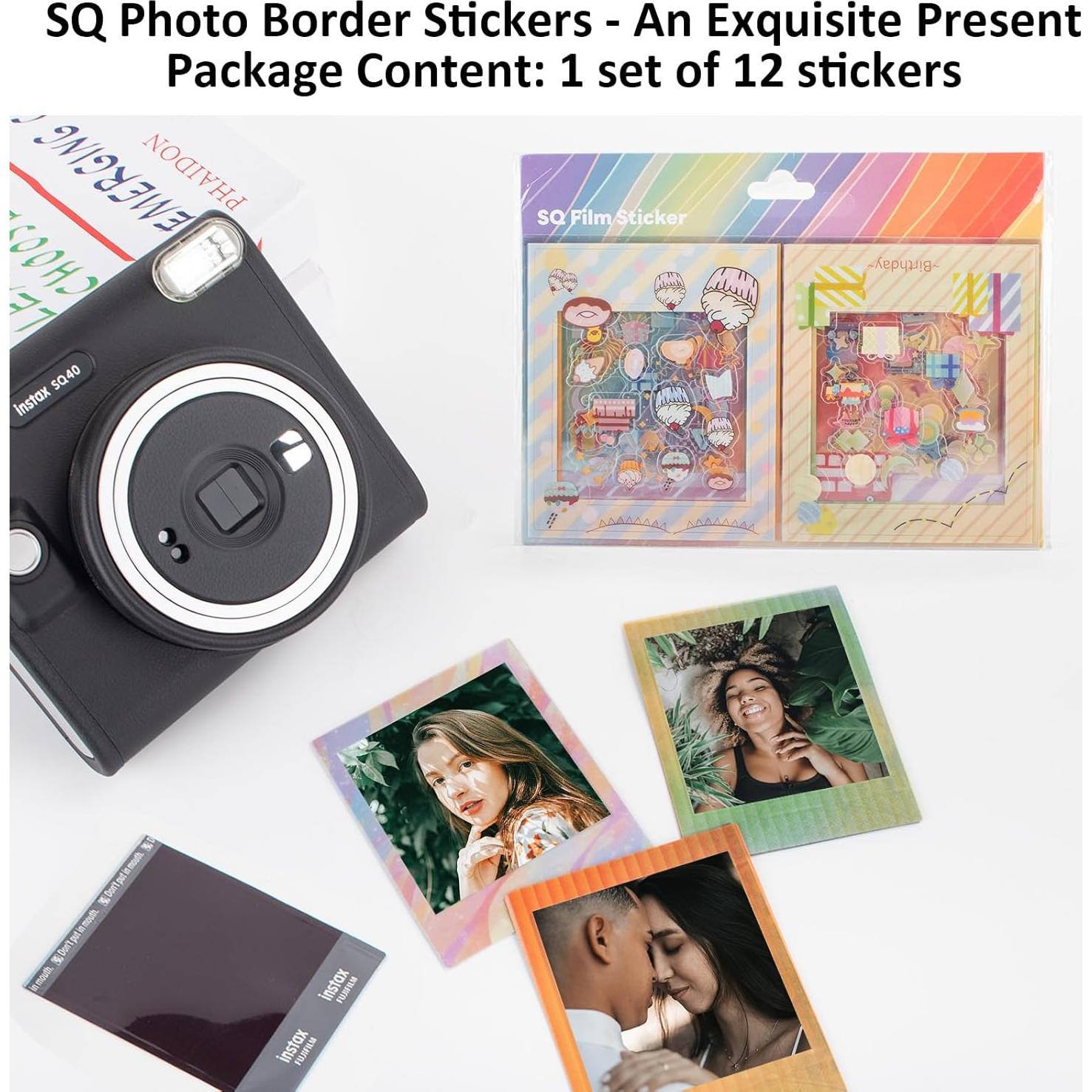 12 Stickers de Borde Arcoíris HIYQIN para Fujifilm Instax SQ