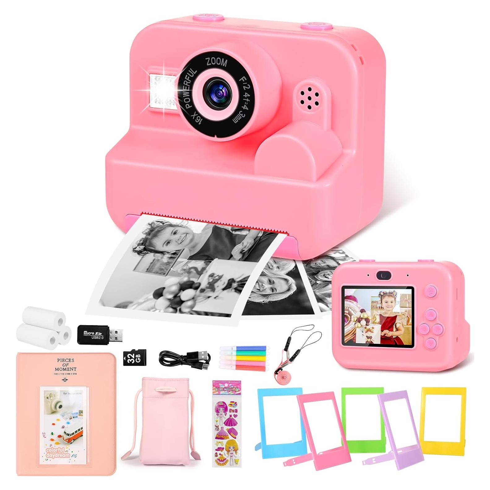 Cámara Instantánea Digital VZZNN T80631 Rosa 1080P para Niños