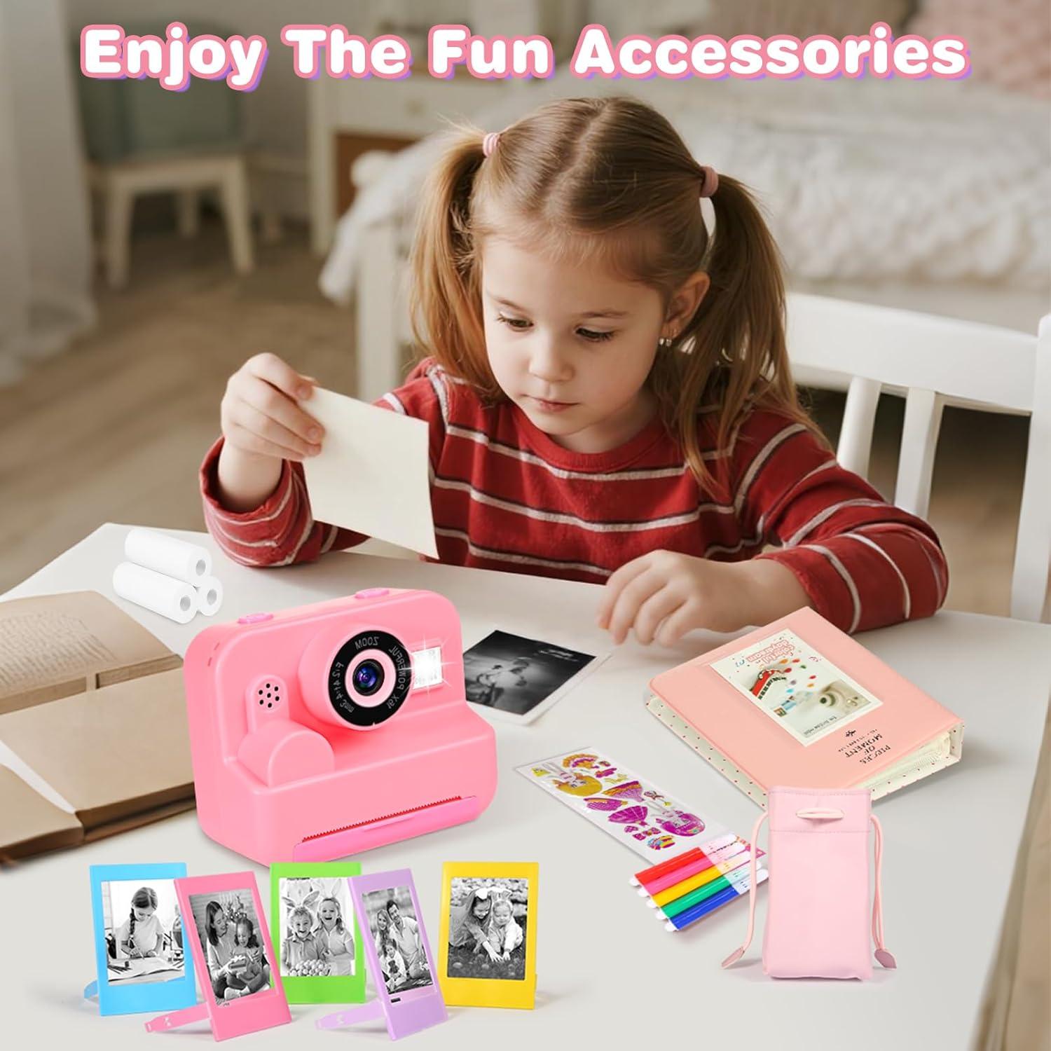 Cámara Instantánea Digital VZZNN T80631 Rosa 1080P para Niños