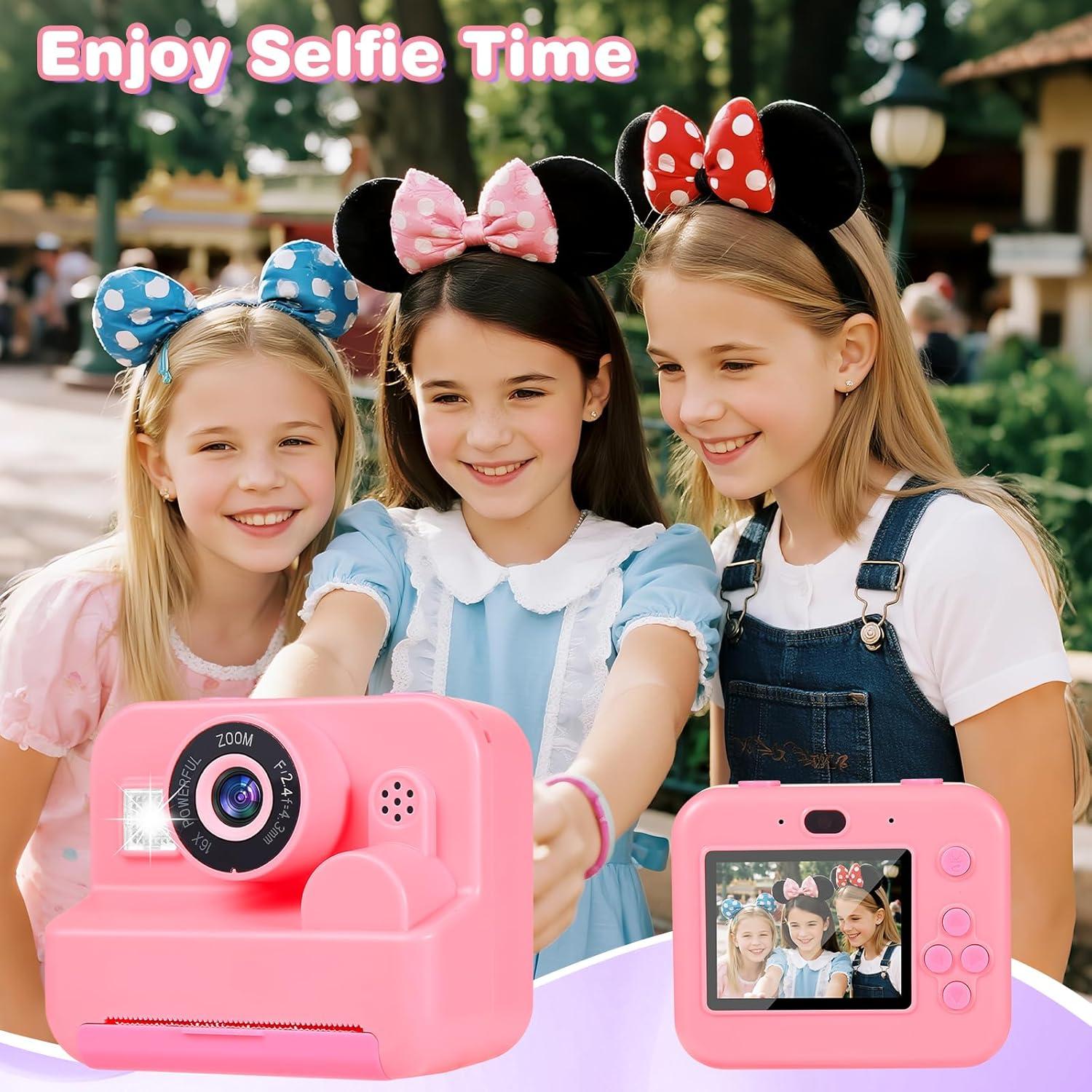 Cámara Instantánea Digital VZZNN T80631 Rosa 1080P para Niños