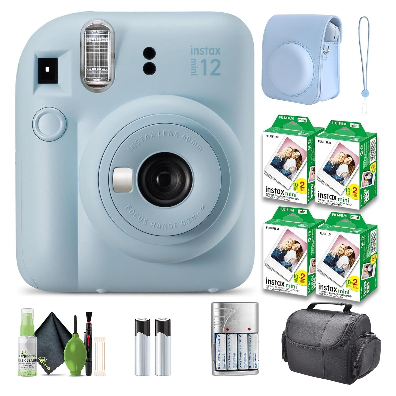 Cámara instantánea FUJIFILM INSTAX MINI 12 azul pastel + 80 fotos