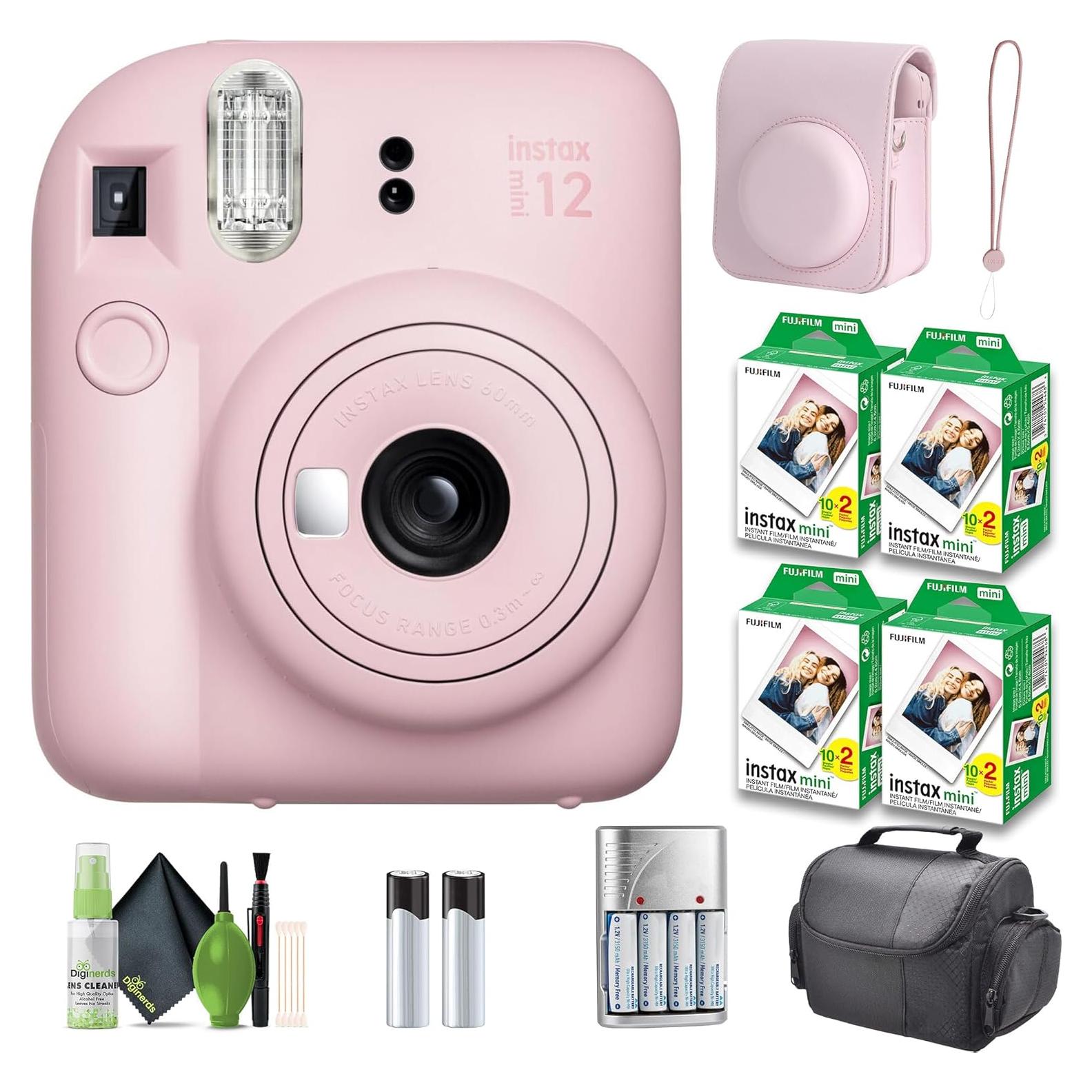 Cámara Instantánea FUJIFILM INSTAX MINI 12 Rosa Flor + 80 Fotos