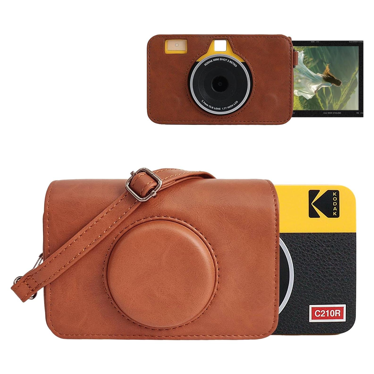 Funda de PU de Cuero MUZIRI KINOKOO para Kodak Mini Shot 2 Retro C210R - Marrón