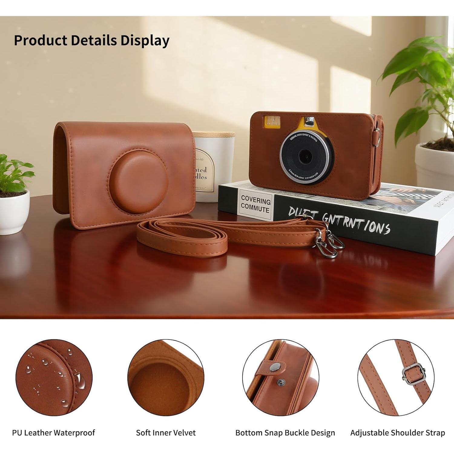 Funda de PU de Cuero MUZIRI KINOKOO para Kodak Mini Shot 2 Retro C210R - Marrón