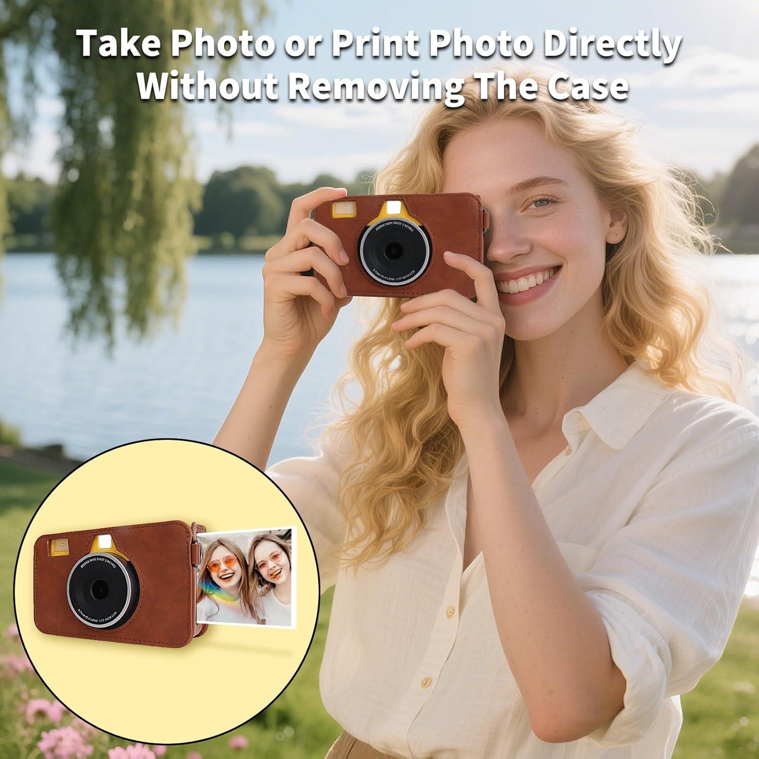 Funda de PU de Cuero MUZIRI KINOKOO para Kodak Mini Shot 2 Retro C210R - Marrón