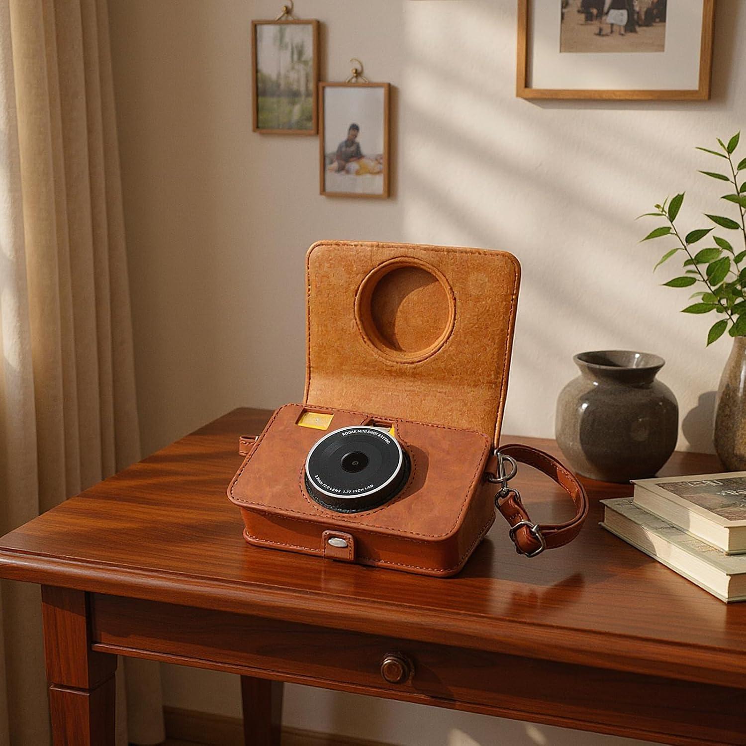 Funda de PU de Cuero MUZIRI KINOKOO para Kodak Mini Shot 2 Retro C210R - Marrón