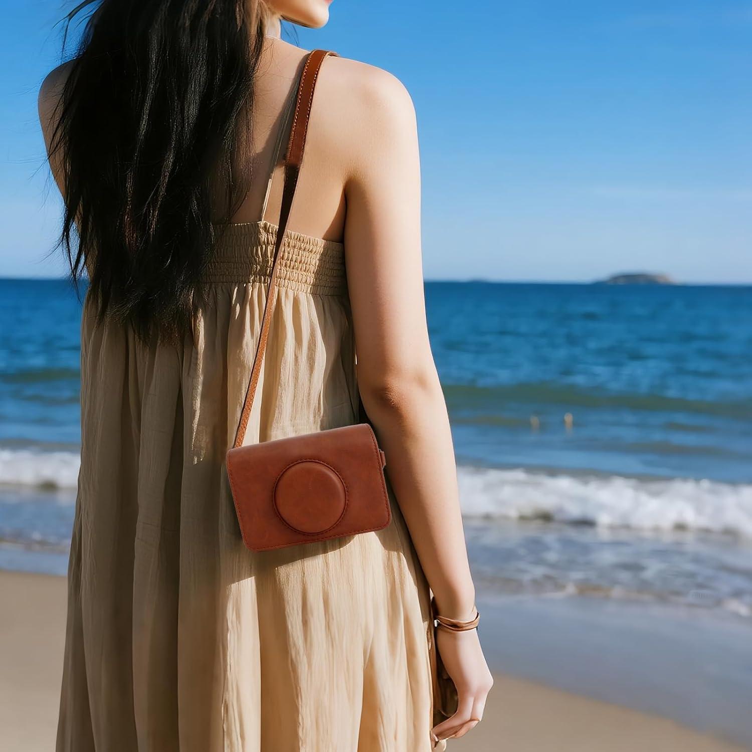 Funda de PU de Cuero MUZIRI KINOKOO para Kodak Mini Shot 2 Retro C210R - Marrón