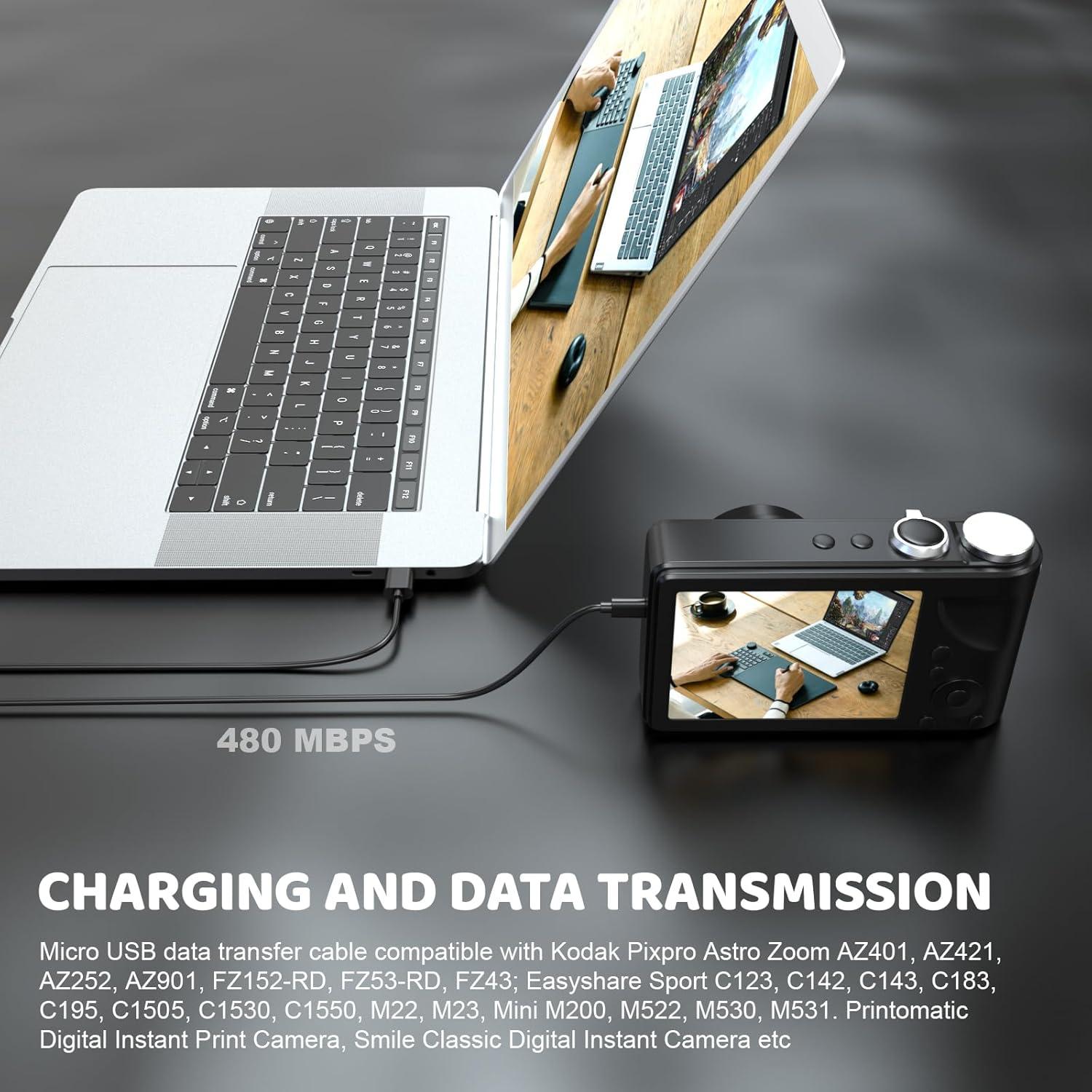 Cable de Carga Micro USB Kodak Pixpro 1.5m para Cámaras