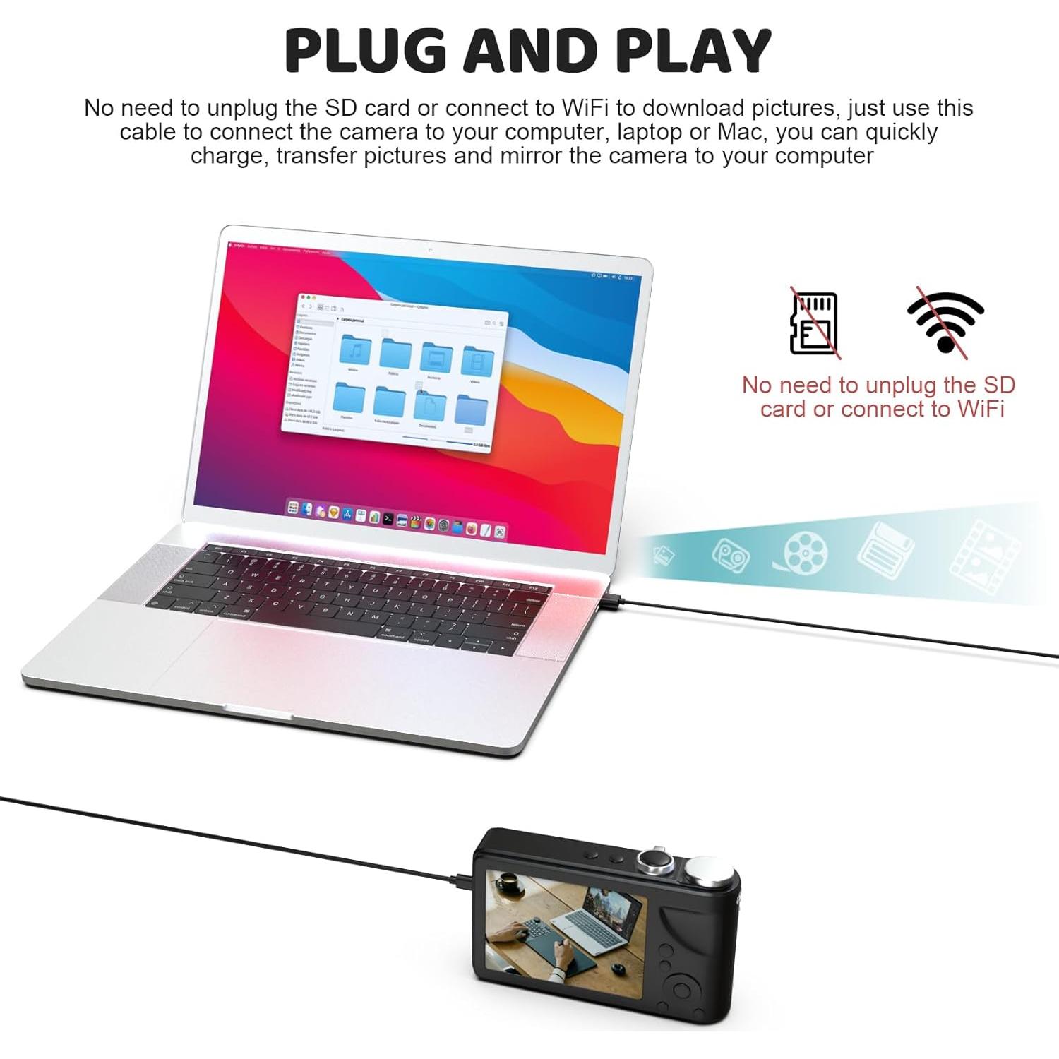 Cable de Carga Micro USB Kodak Pixpro 1.5m para Cámaras