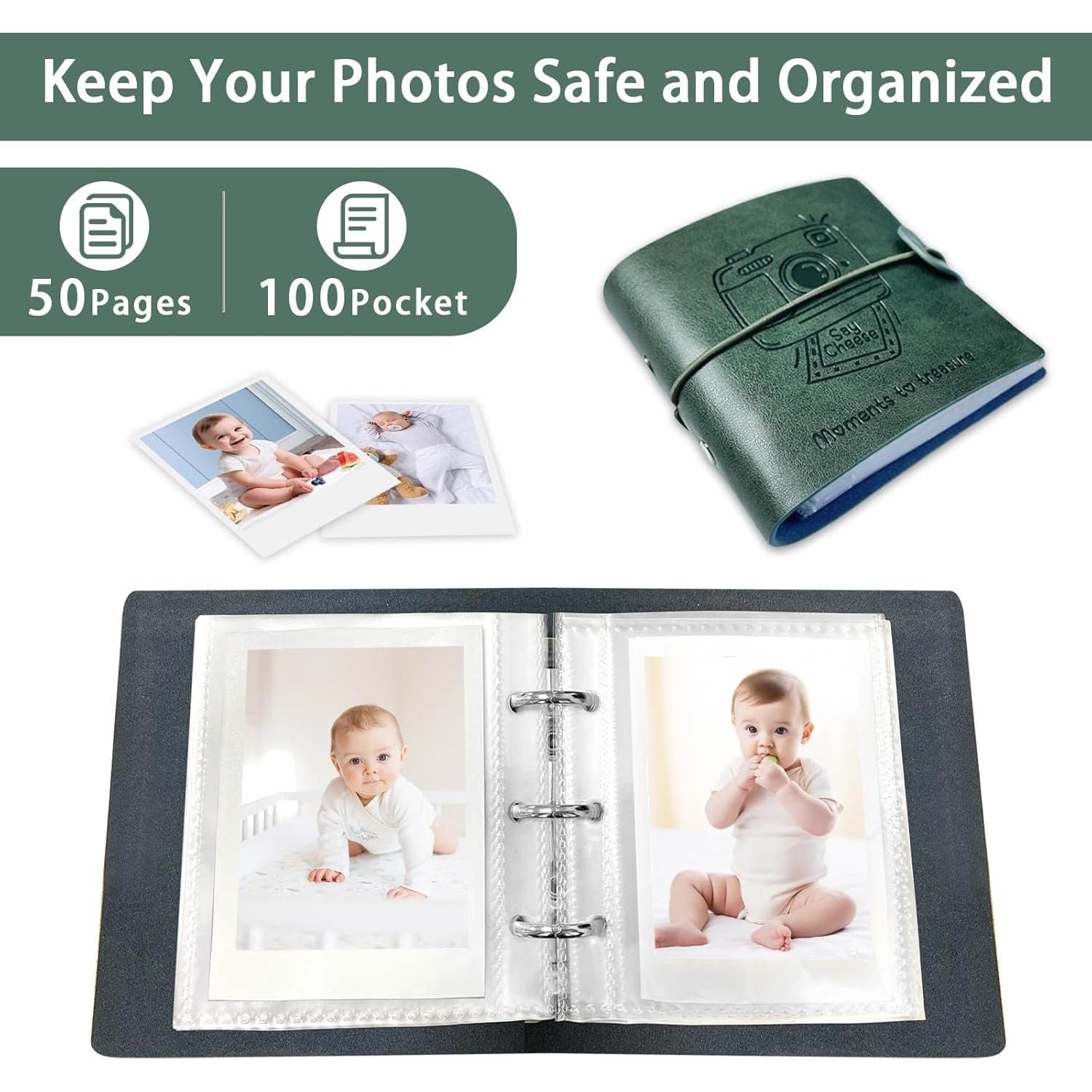 Álbum de Fotos Onaner Verde 100 Bolsillos 2x3 para Instax Mini