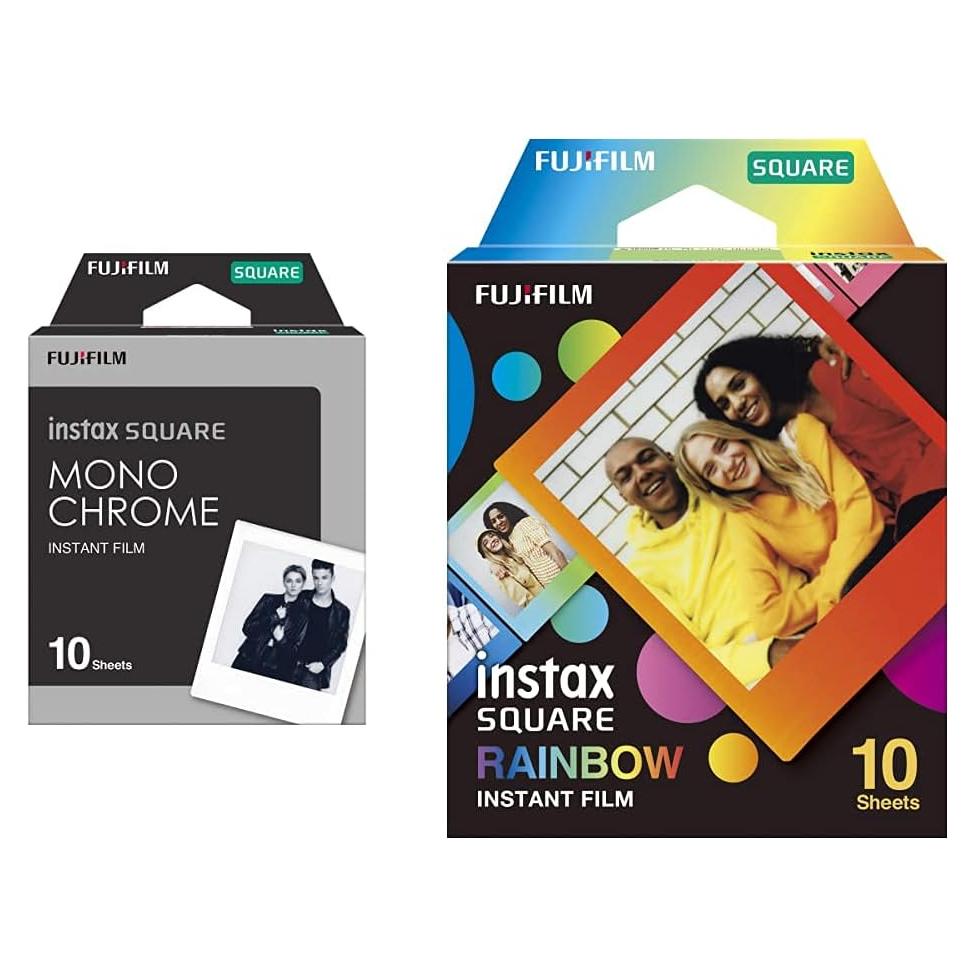 Fujifilm Instax Square Película Monocromática y Arcoíris - 10 Hojas