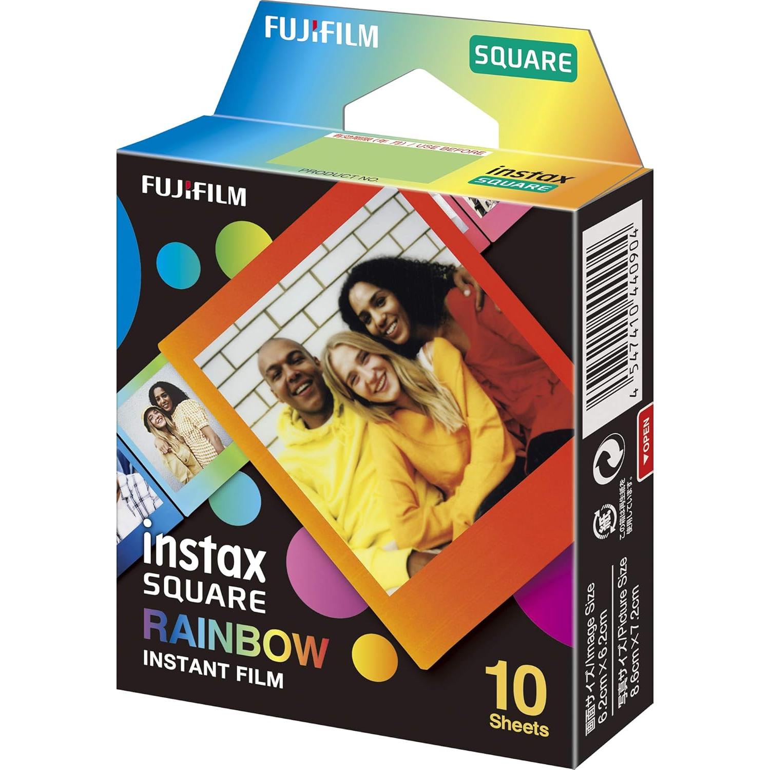 Fujifilm Instax Square Película Monocromática y Arcoíris - 10 Hojas