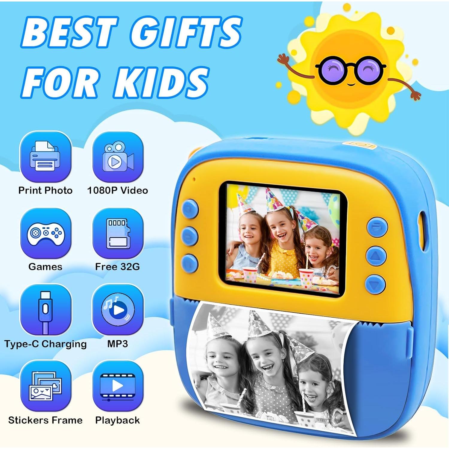 Cámara Digital Instantánea para Niños Amyway 32GB Azul