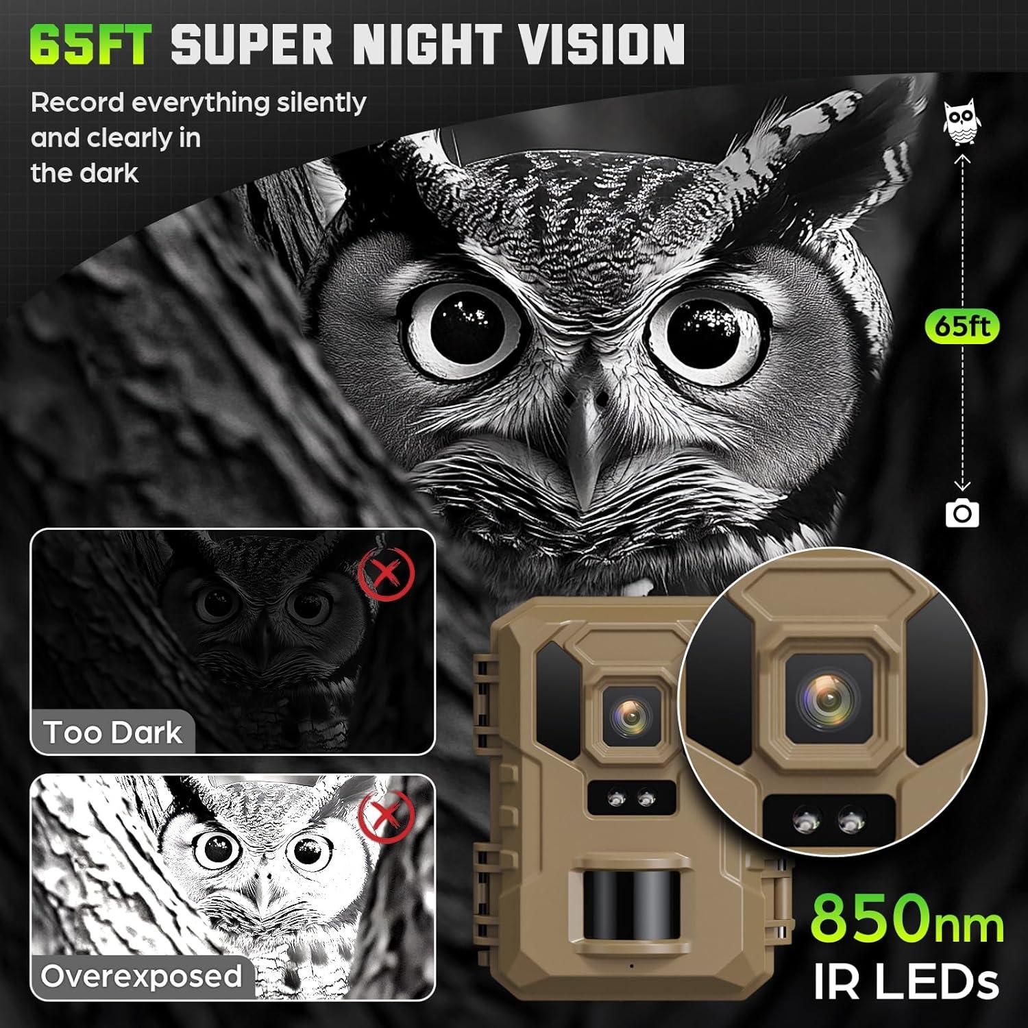 Cámara de sendero VIDVIS 4K 64MP con visión nocturna IP66