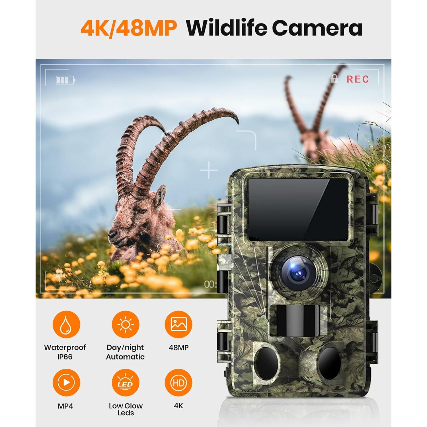 Cámara de sendero Dargahou 4K 48MP WiFi IP66 visión nocturna