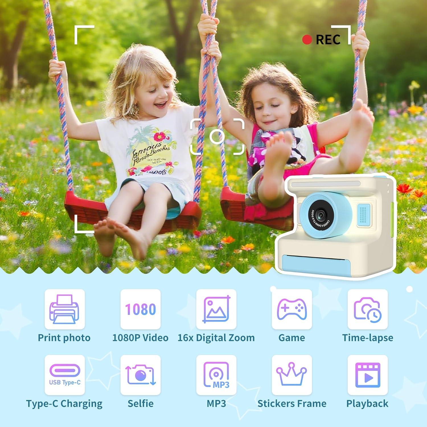 Cámara Instantánea para Niños SINDEER M16 48MP Azul