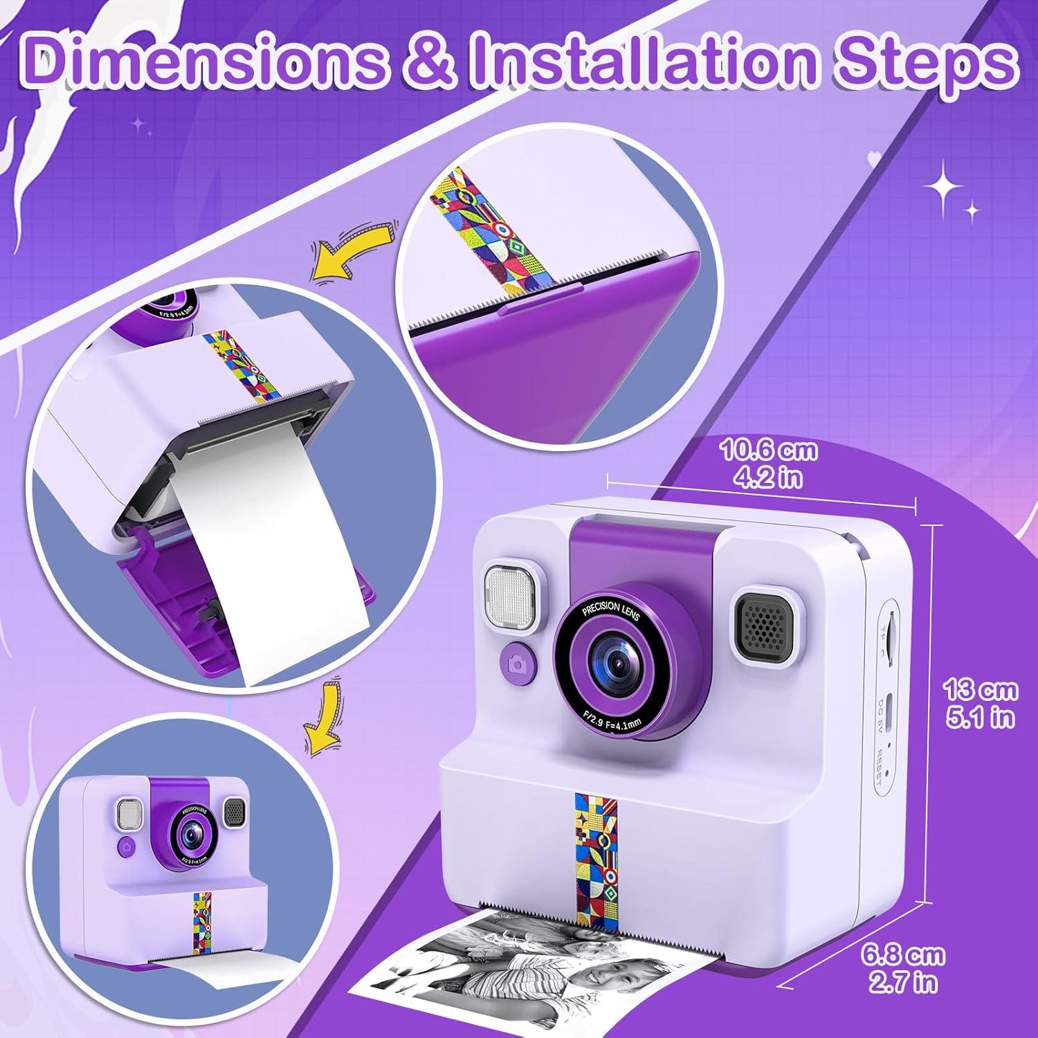 Cámara Instantánea para Niños GTG A30 Púrpura con 3 Rollos