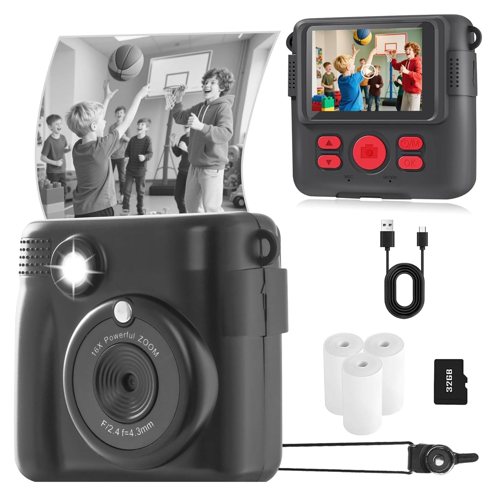 Cámara Instantánea WEEFUN para Niños 1080P 32GB Negra