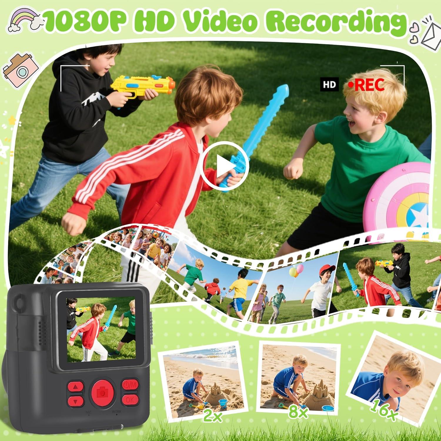 Cámara Instantánea WEEFUN para Niños 1080P 32GB Negra